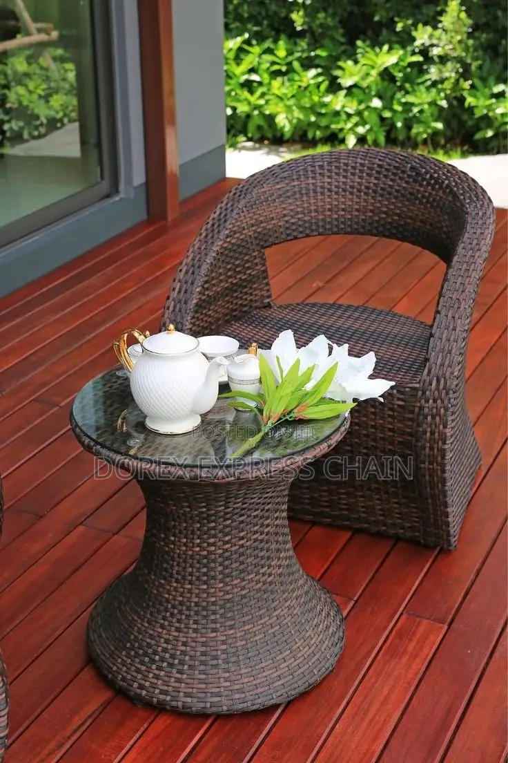 Patio Rattan Coffee Table And 2 Chairs  – Outdoor Elegance