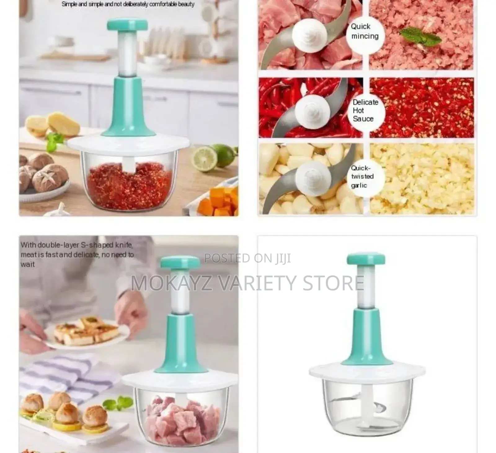 Hand Pat Manual Food Processor With Extra Blades