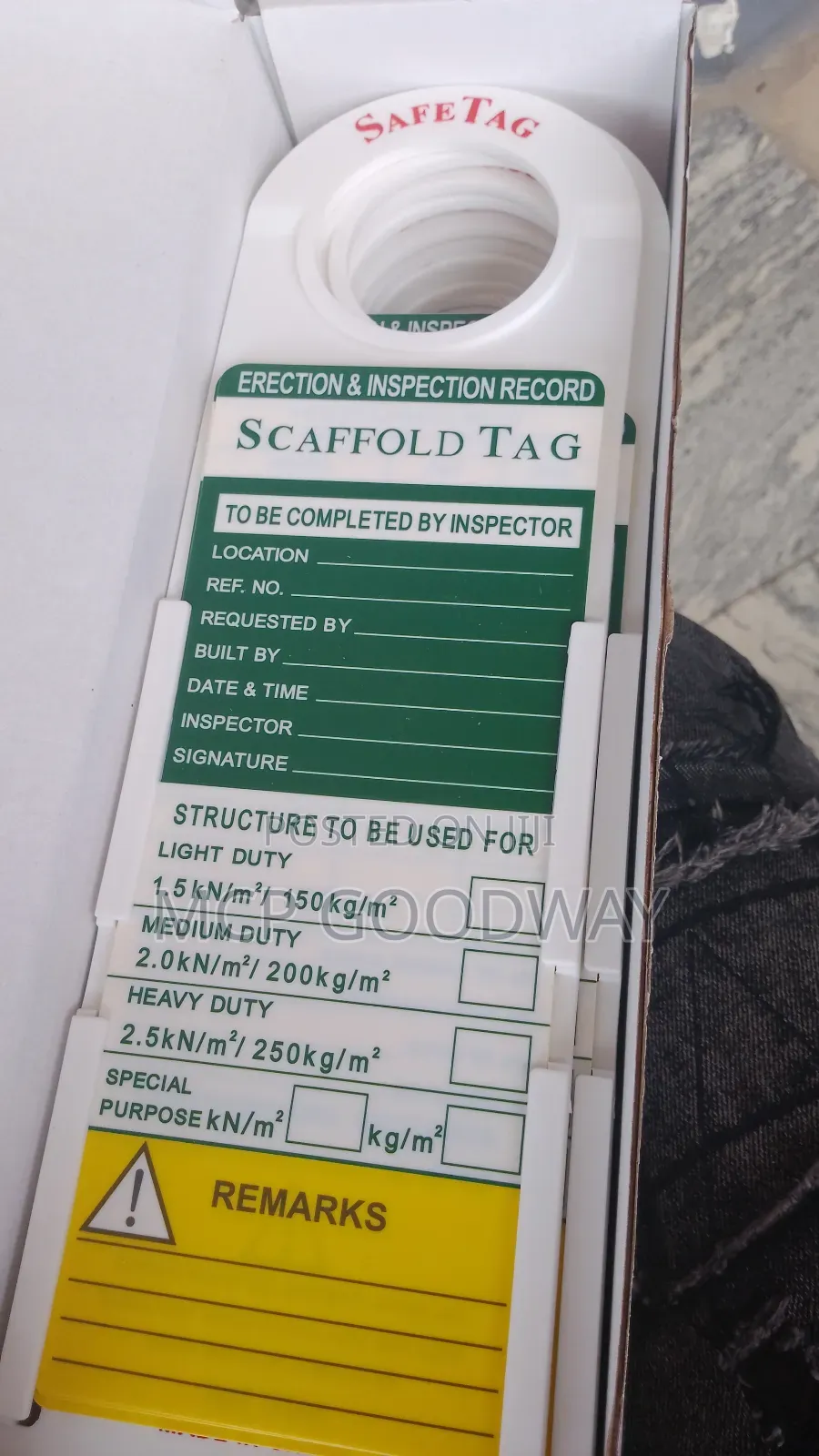 Safatag Scaffold Tag