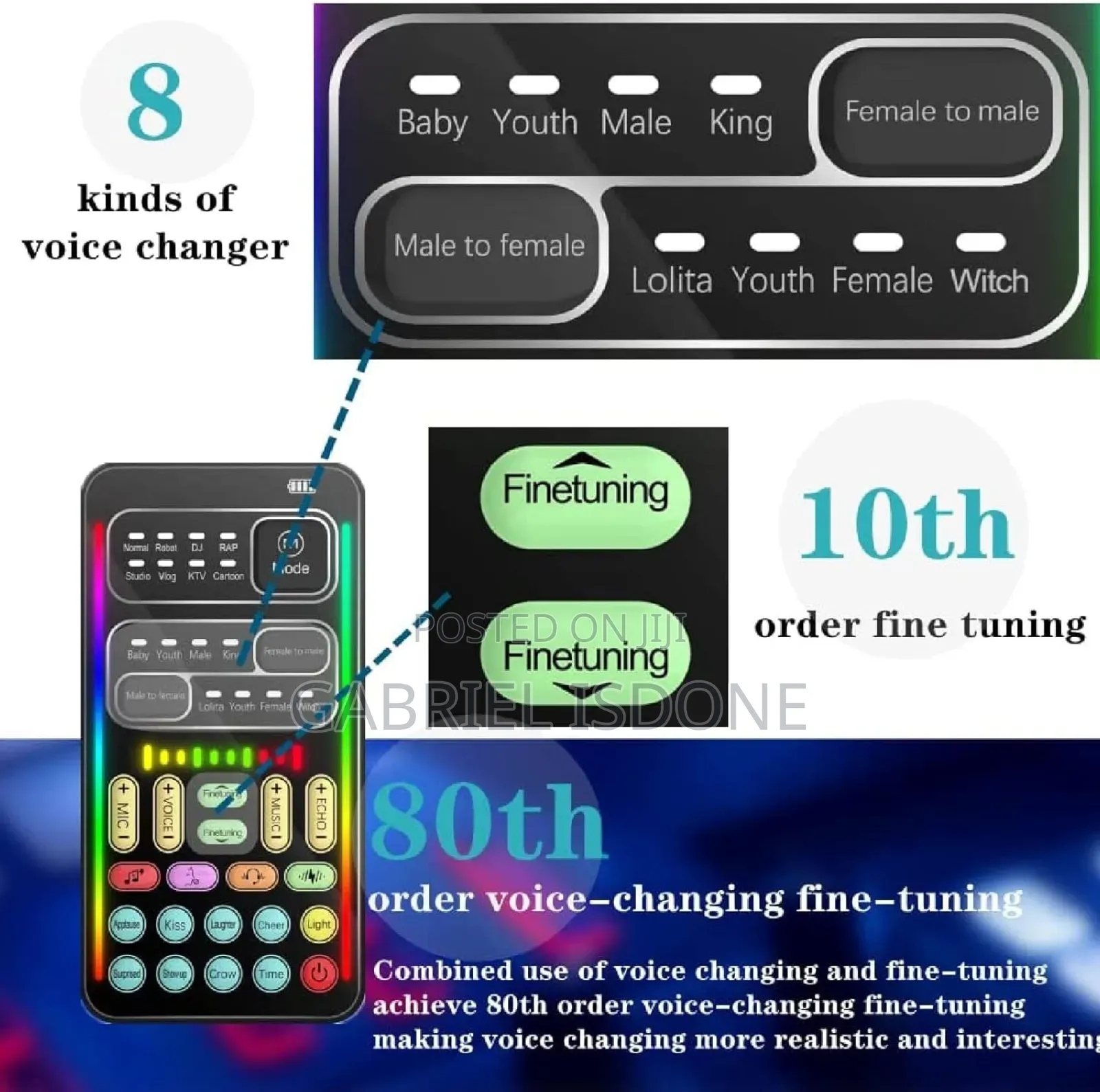 Portable Voice Changer, 8 Voice Changes Live Sound Card
