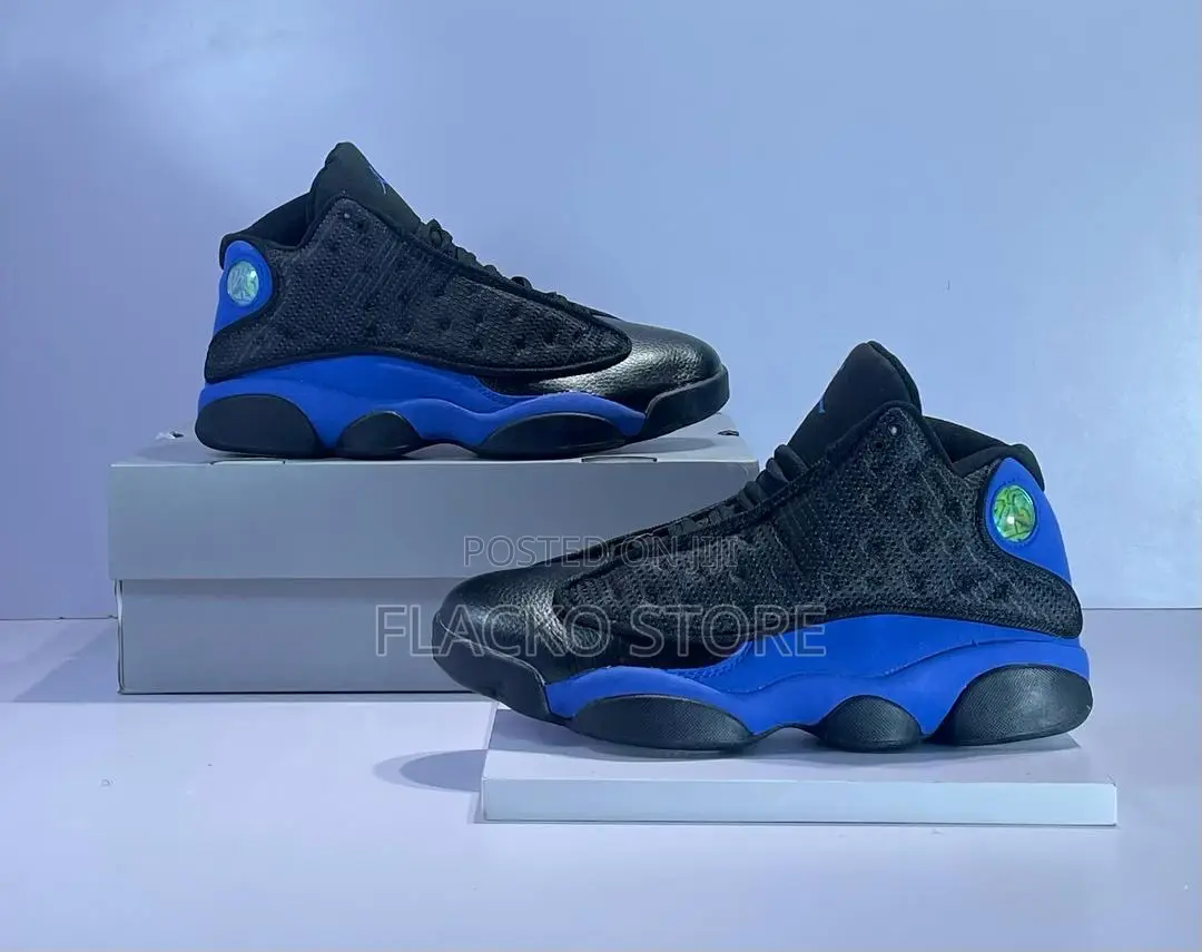 Original Air Jordan 13 Retro Black Hyper Royal Sneakers