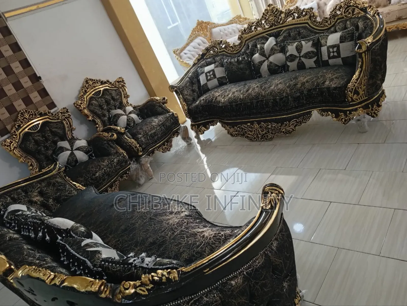8 Seater Living Room Fabric Made Royal Sofa Chair 