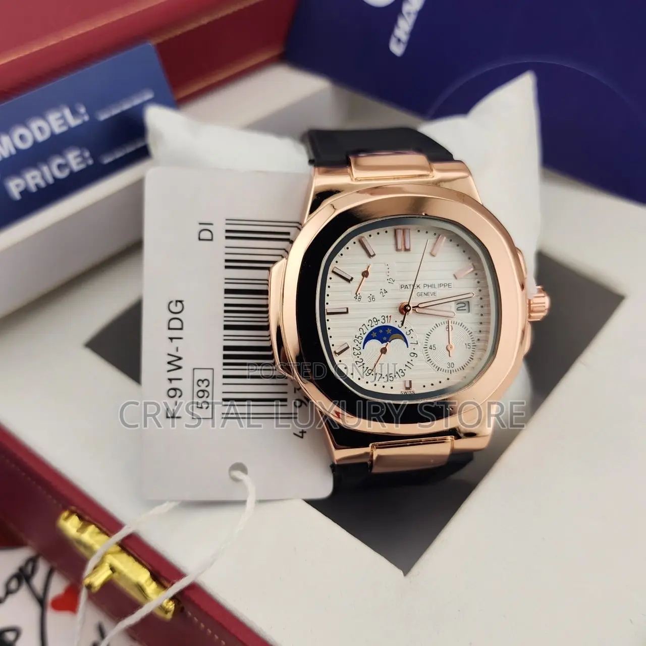 Patek Philippe Quality Men Genuine Leather Wristwatch
