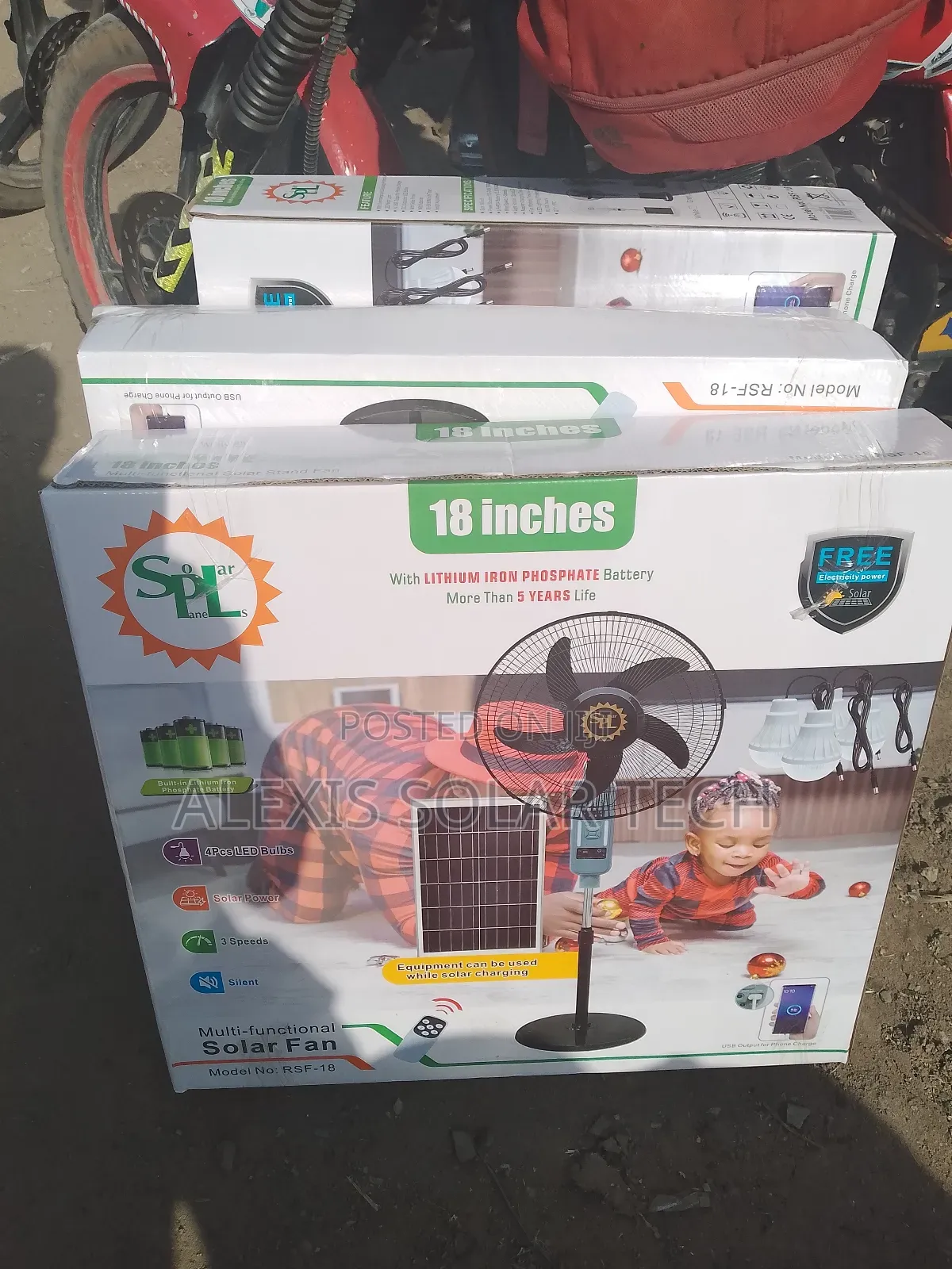 18inches SPL Rechargeable Solar Fan