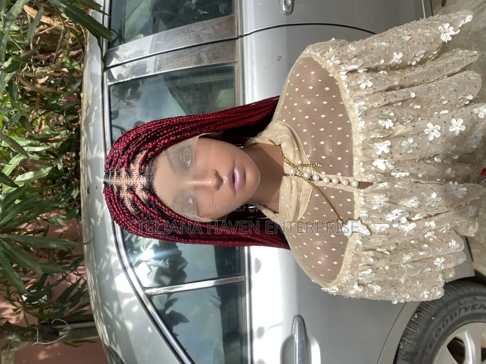 Knotless Braided Wig Burgundy