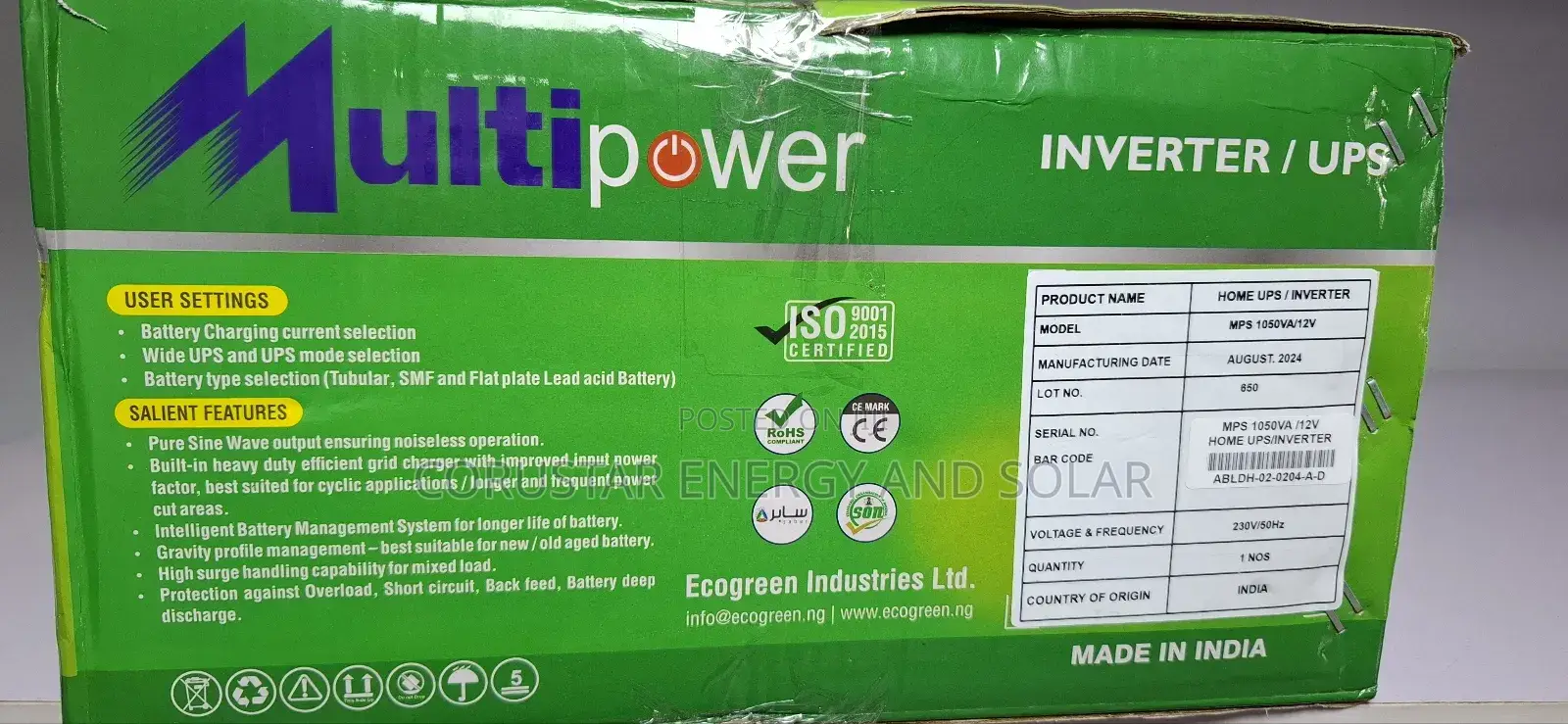 1050va/12v Inverter/Ups - Multipower*