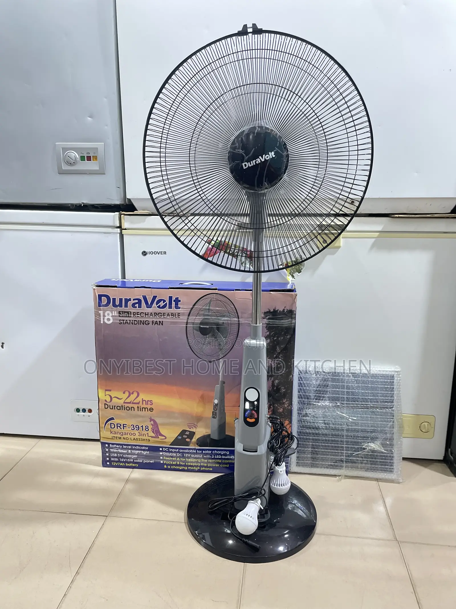 Duravolt 18inches 3in1 Rechargeable Standing Fan