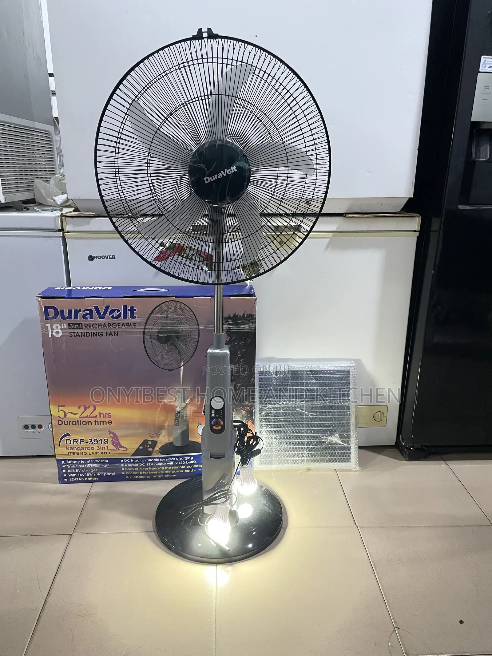 Duravolt 18inches 3in1 Rechargeable Standing Fan
