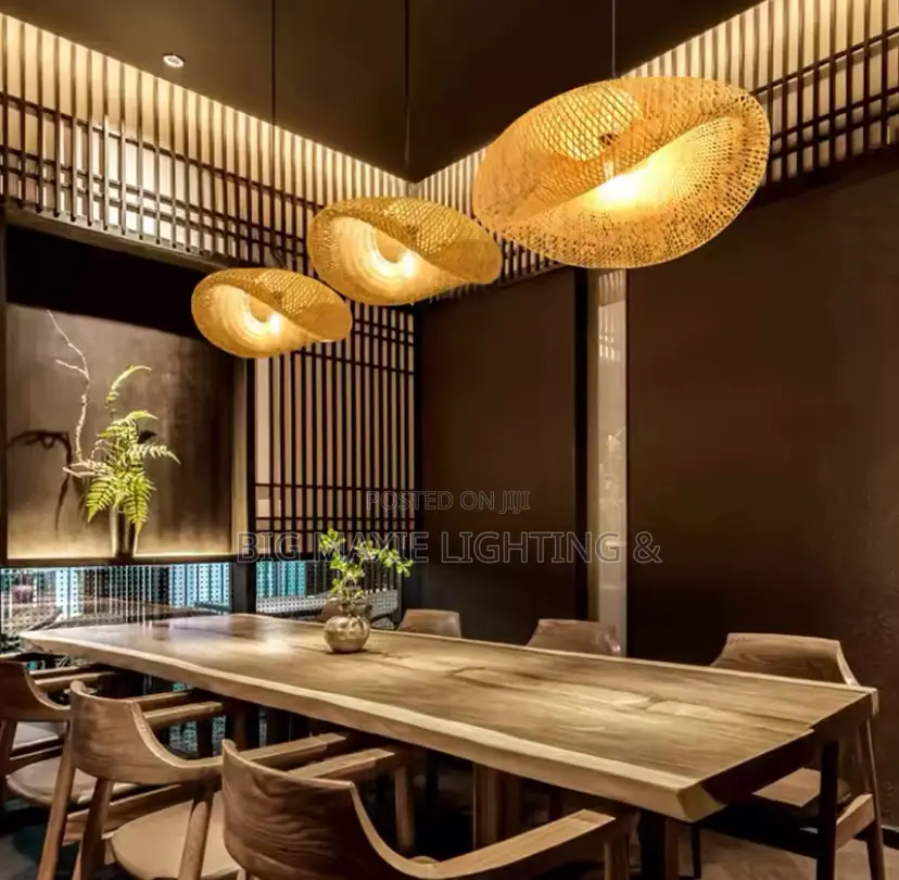 Modern Natural Rattan Wicker Bamboo Lantern Pendant Light