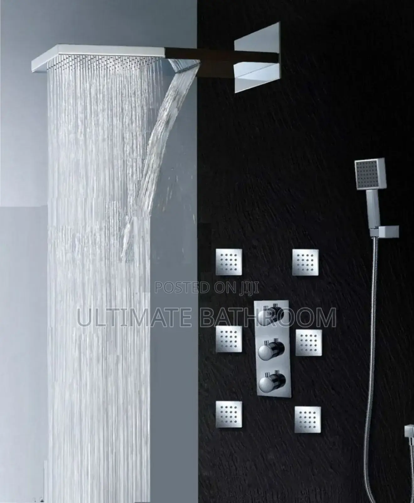 Chrome Conceal Shower Mixer With Long Waterfall Shower Rose