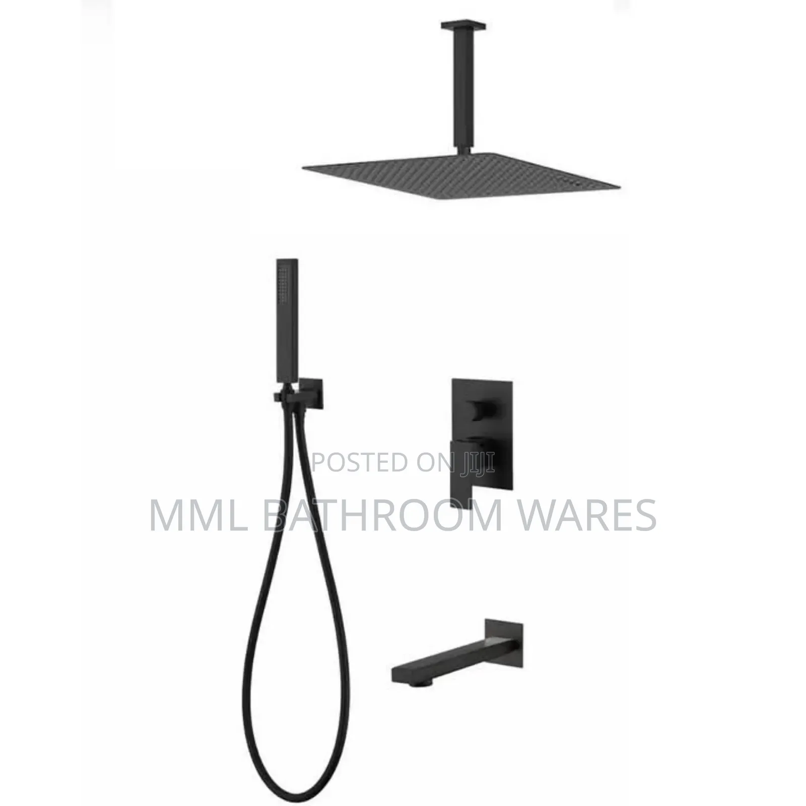Ceiling Rainfall 5way Black Conduit Shower Mixer