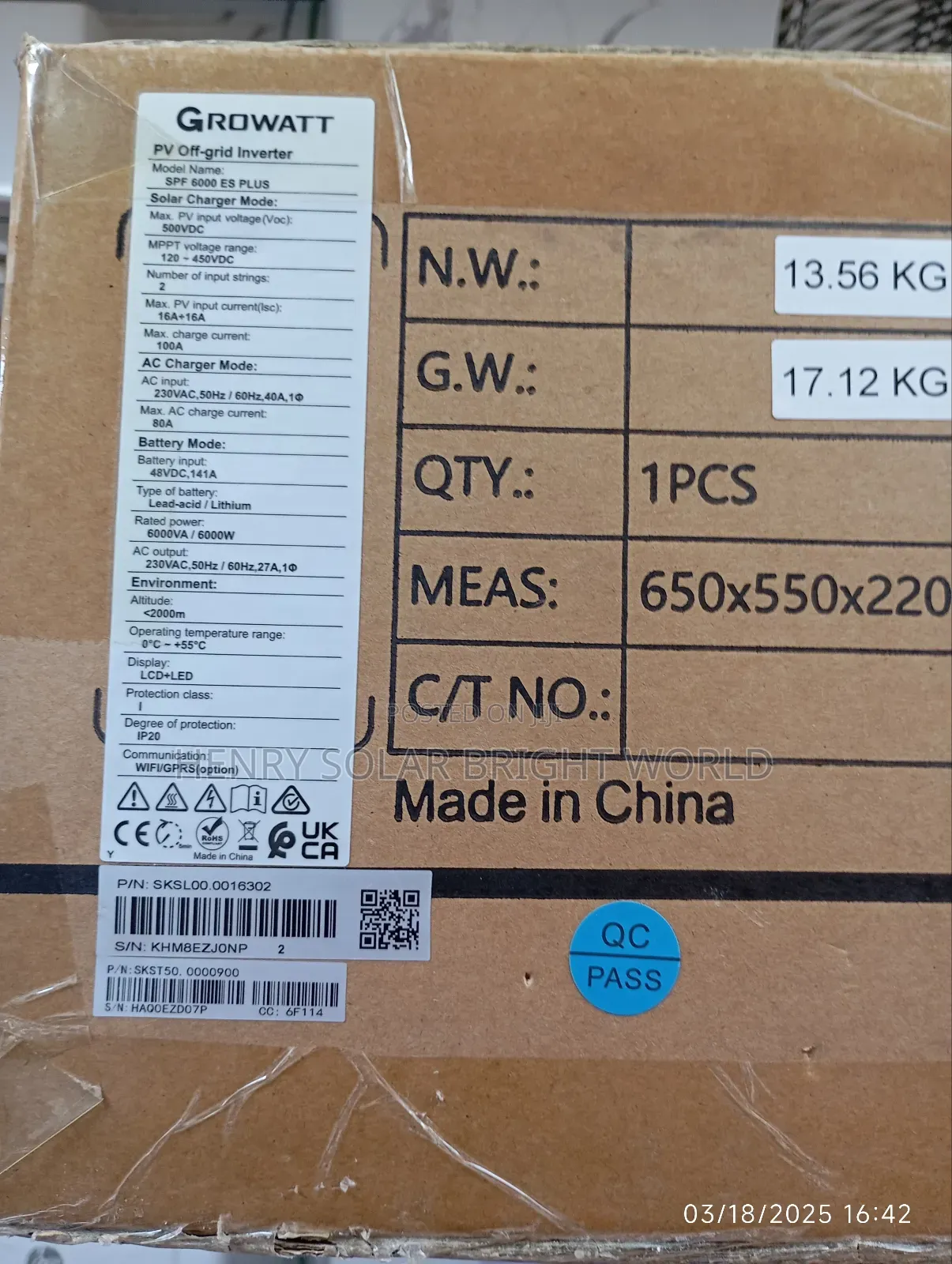 Growatt 6kva 48v Hibrid Inverter