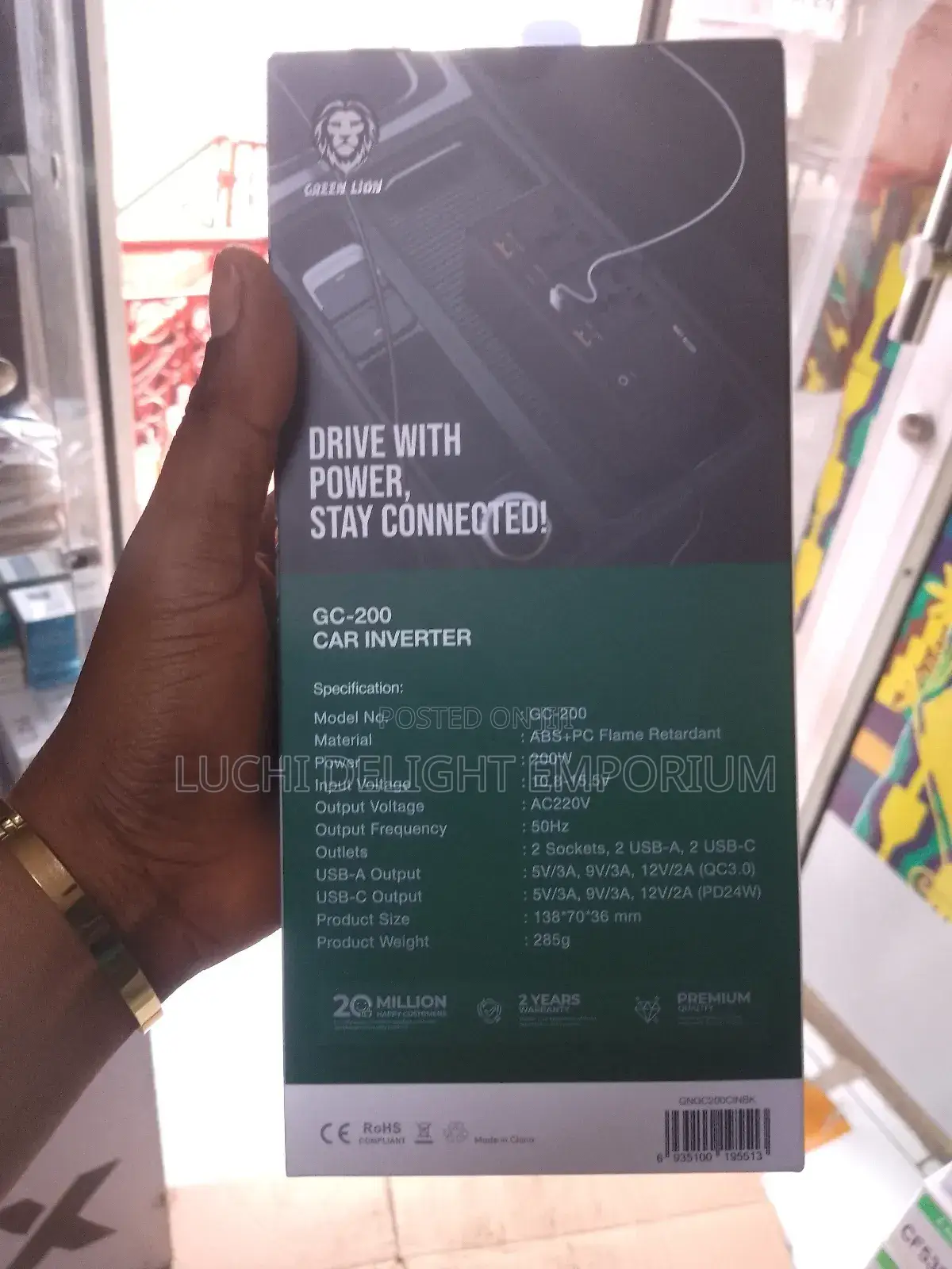 Green Lion Gc-200 Car Inverter - Black