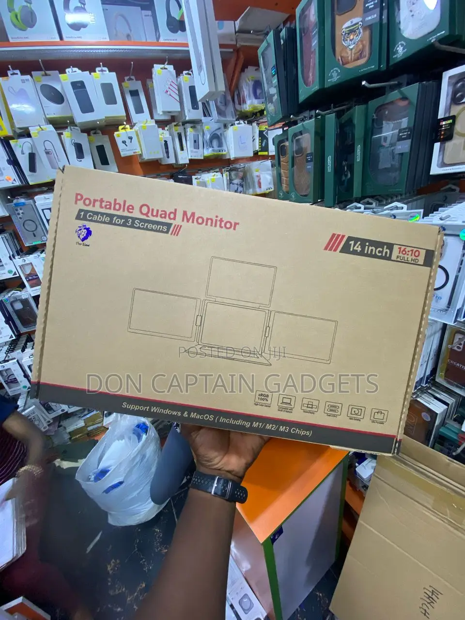 Portable Quad Screen Monitor (3 Tri Screen Monitor) 14"