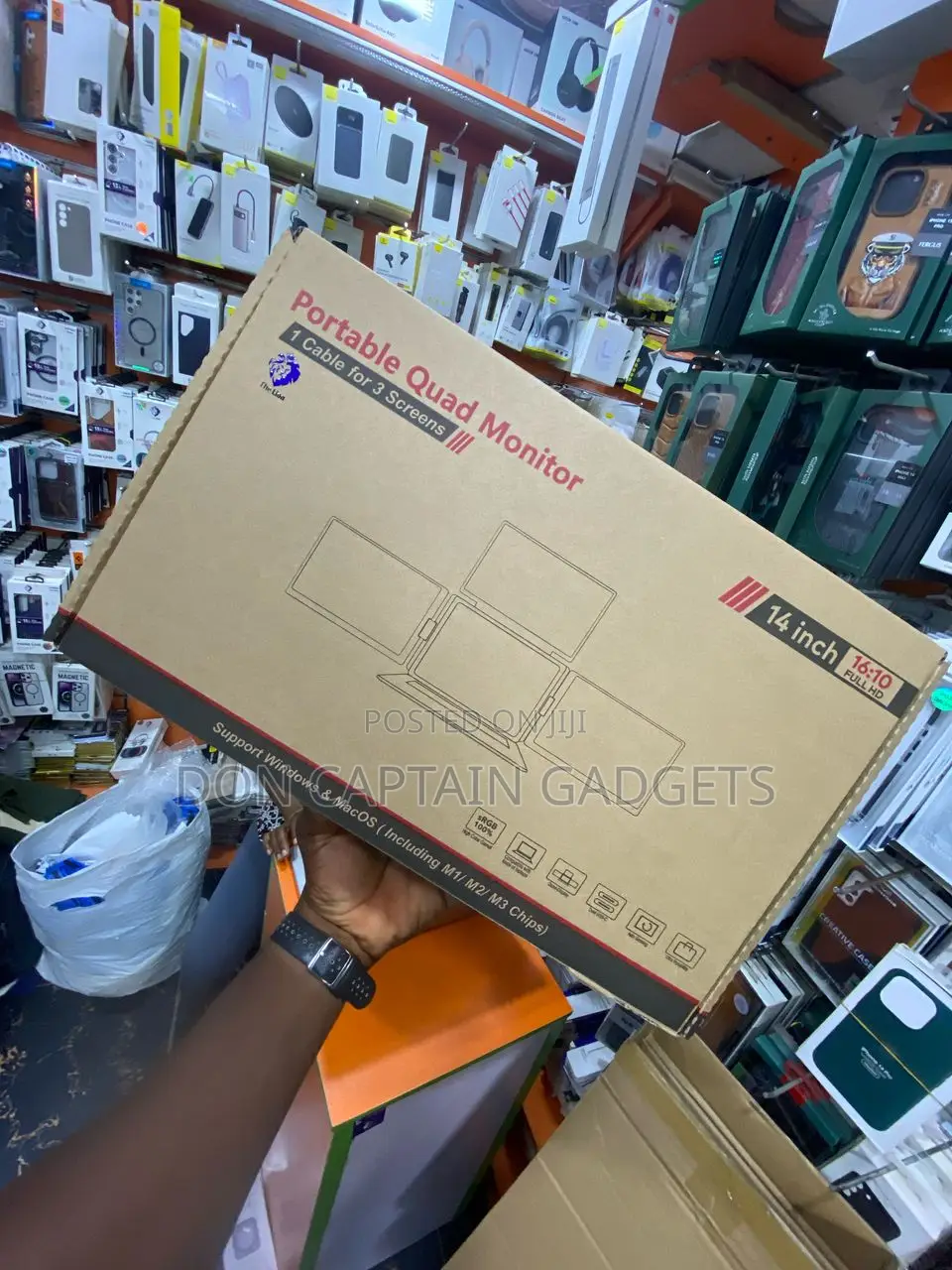 Portable Quad Screen Monitor (3 Tri Screen Monitor) 14"