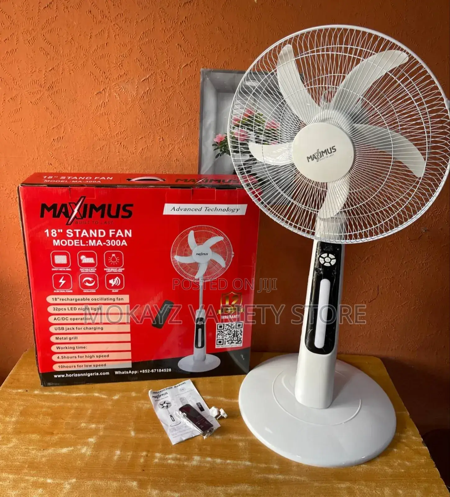 18 Inches Maximus Rechargeable Standing Fan With Remote