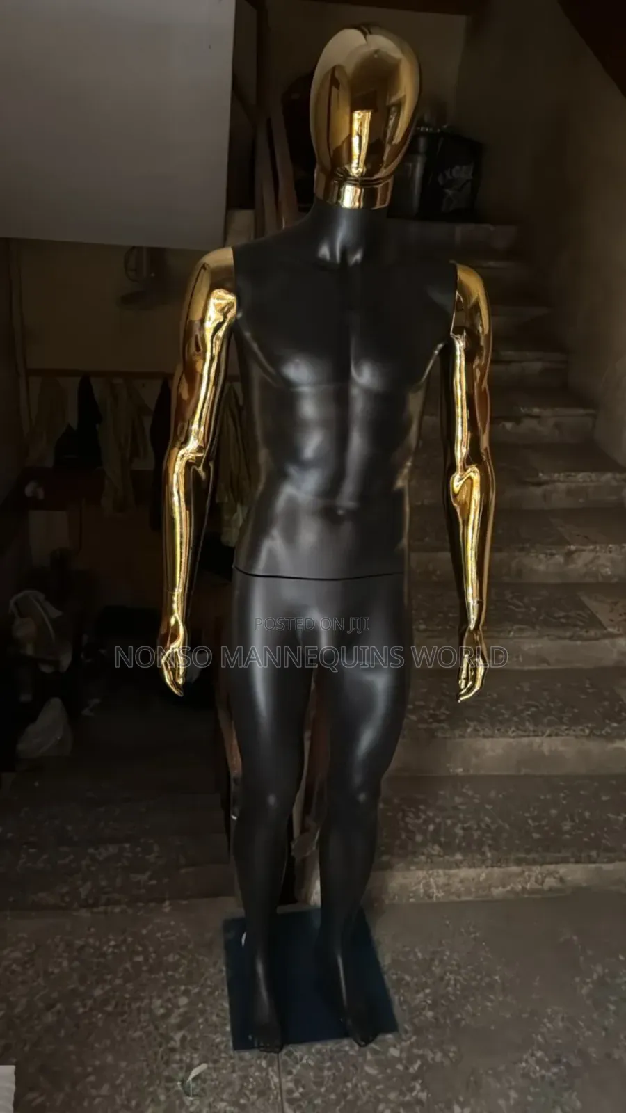 Normal Body Size Male Black And Gold Faceless Mannequin