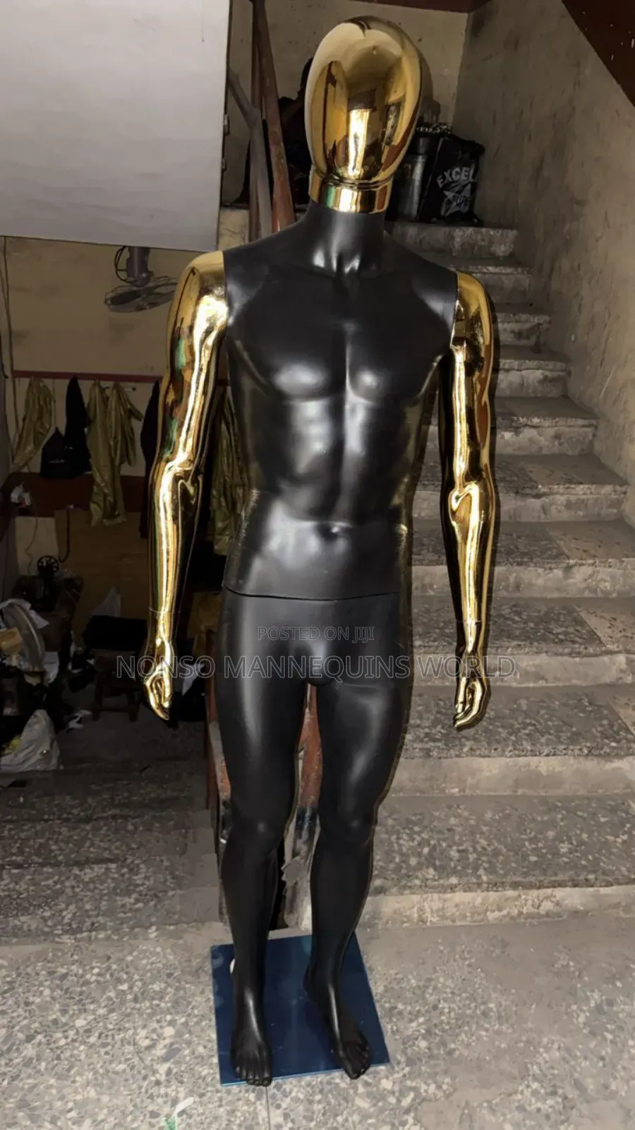 Normal Body Size Male Black And Gold Faceless Mannequin