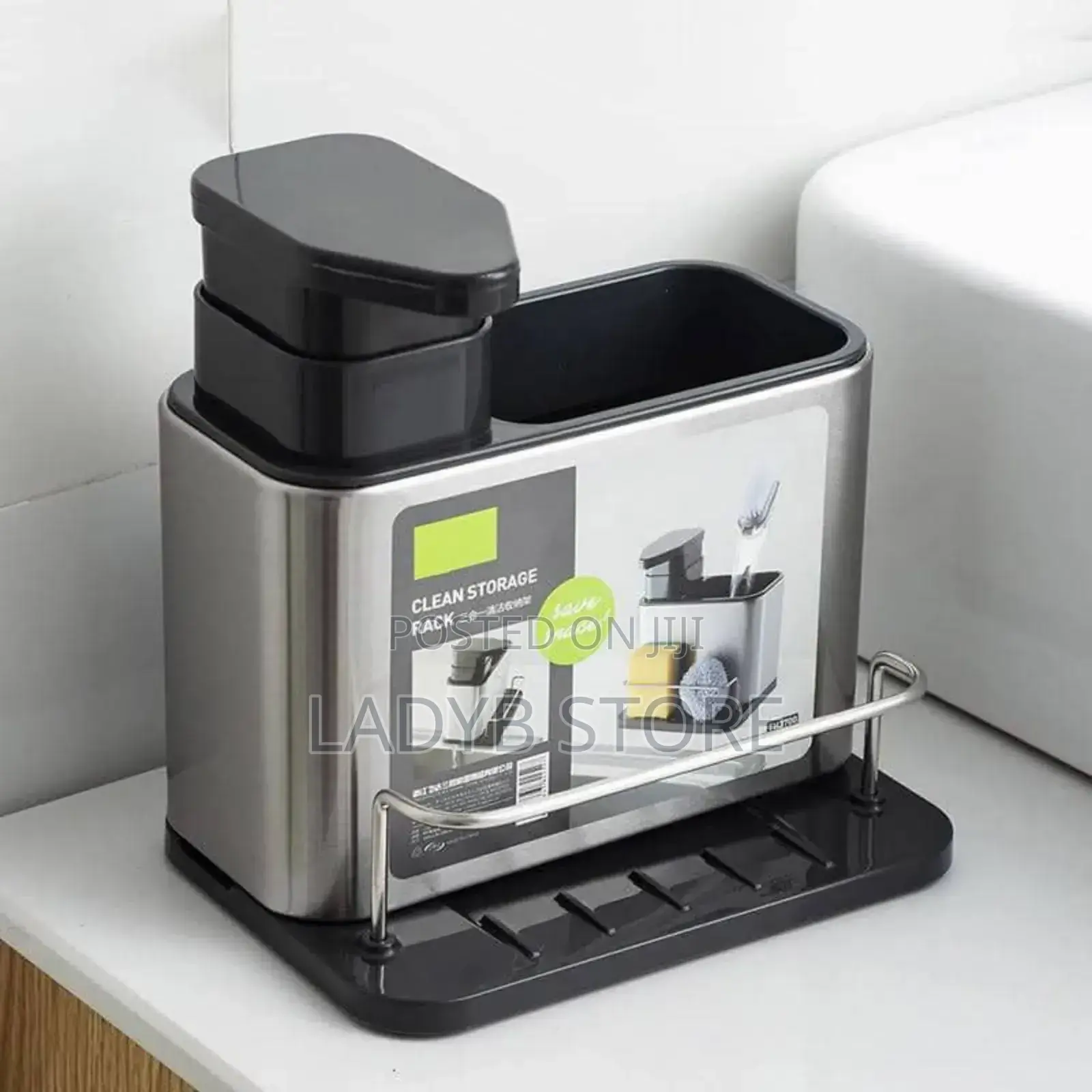 Stainless Steel Cutlery Holder With Soap Dispenser
