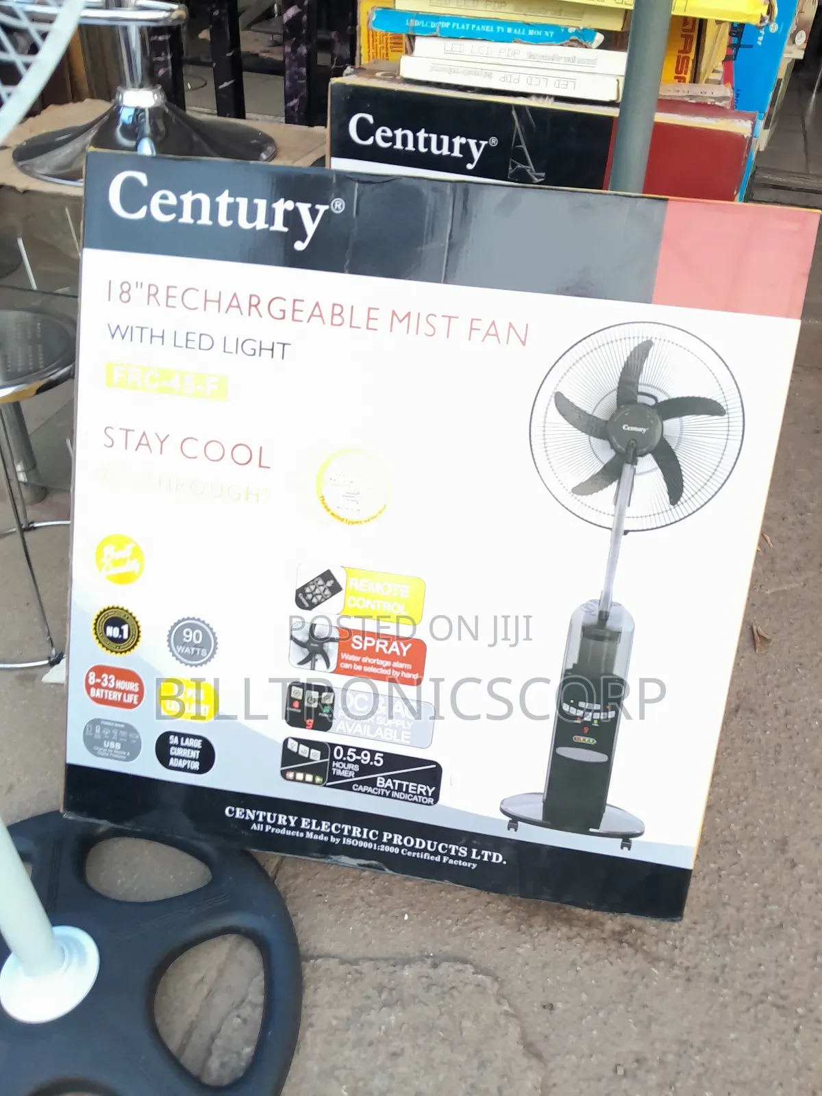 Century Rechargeable Standing Mist Fan 18 Inches