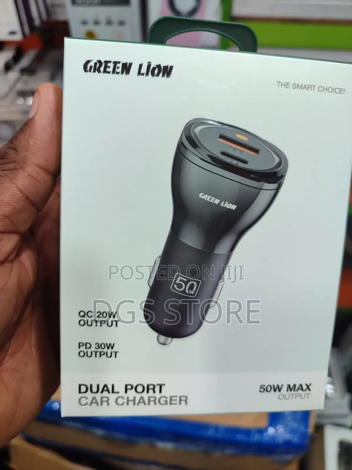 Green Lion Dual Port Car Charger 50w Max Qc 20w Pd 30woutput