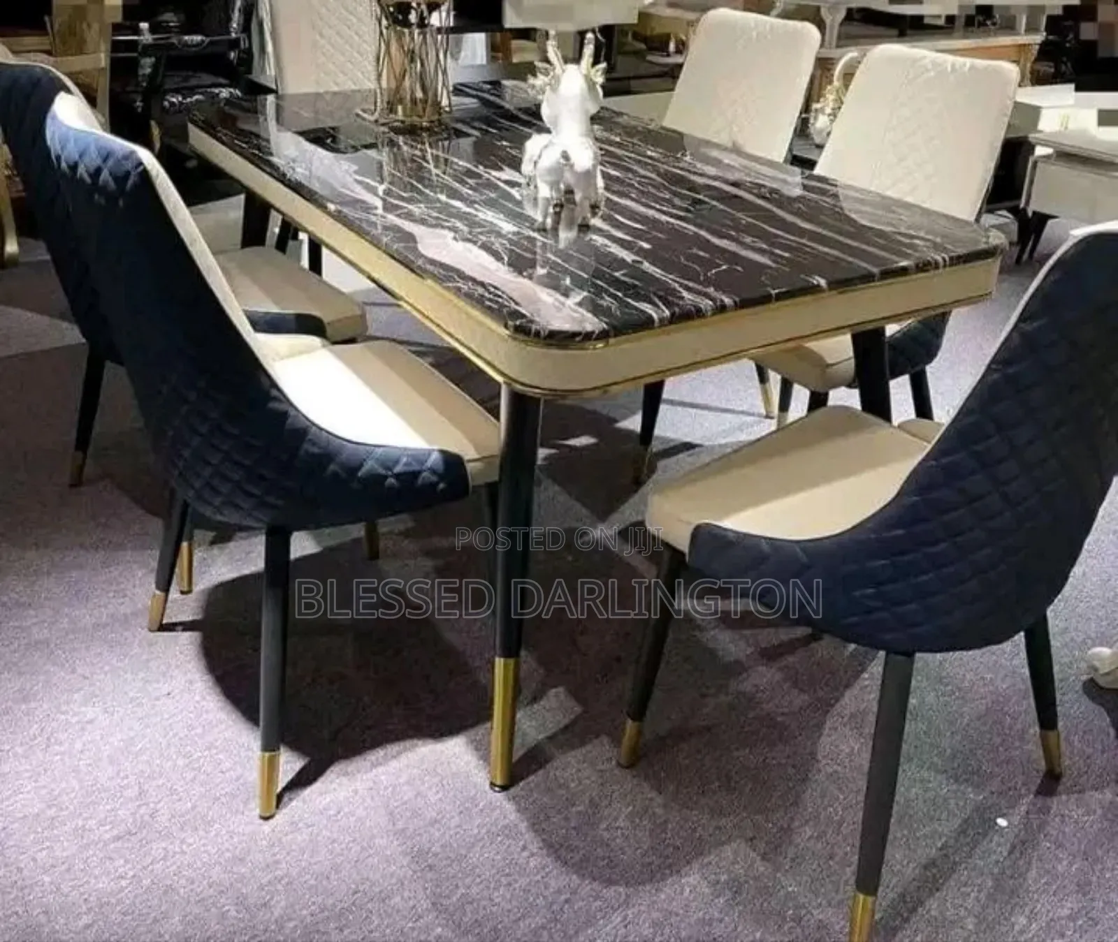 Black Top Marble Dining Table