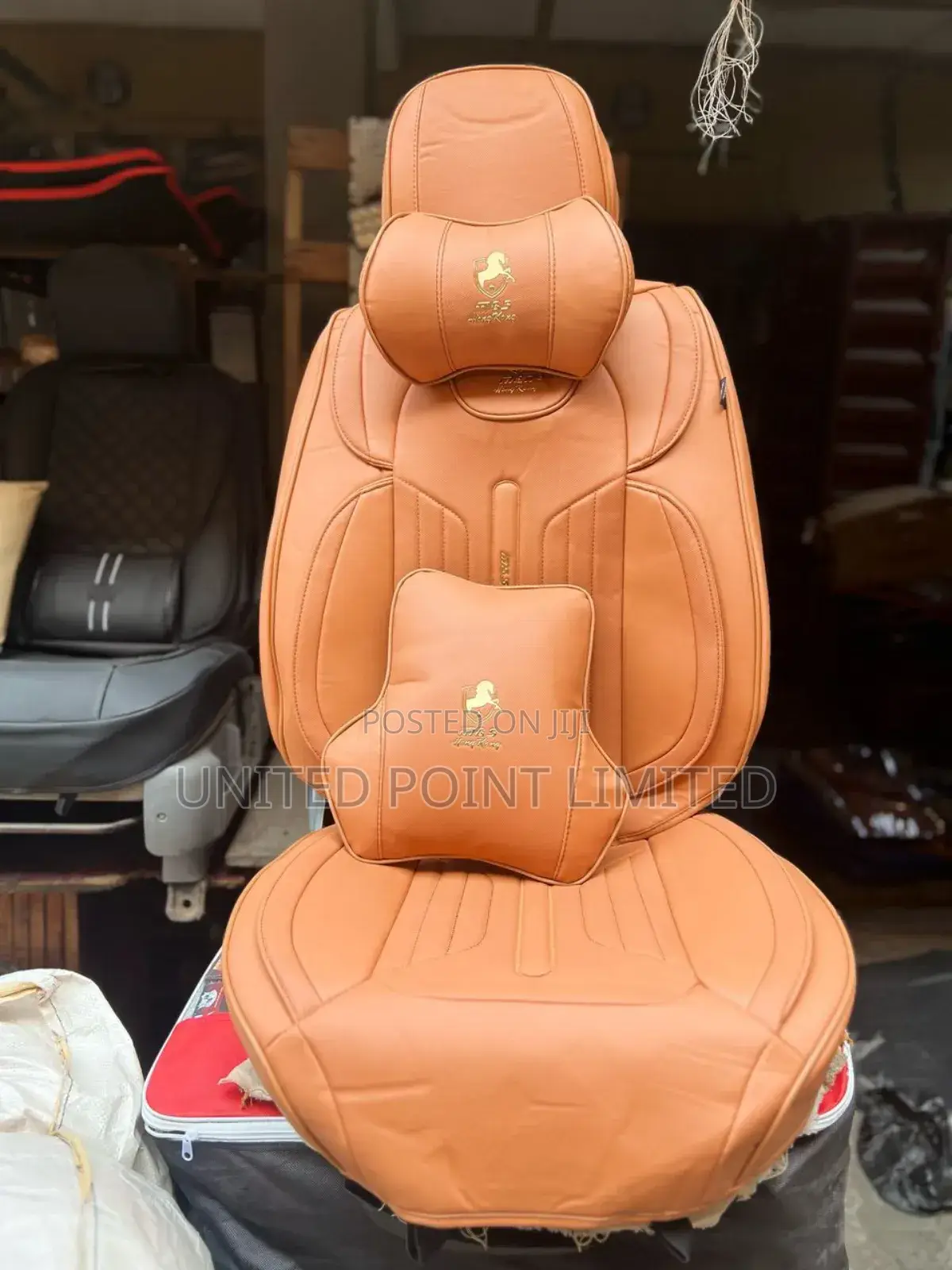 Leather Horse Car Seat Cover Light Brown