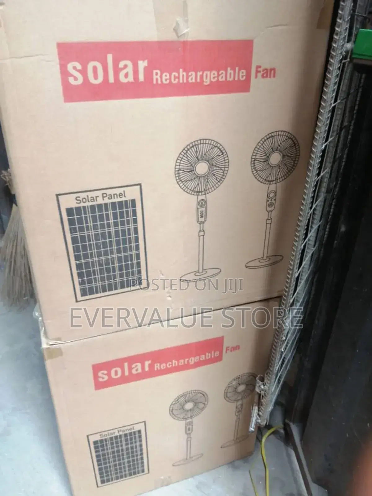 Electricity Solar Rechargeable Standing Fan + Solar Panel