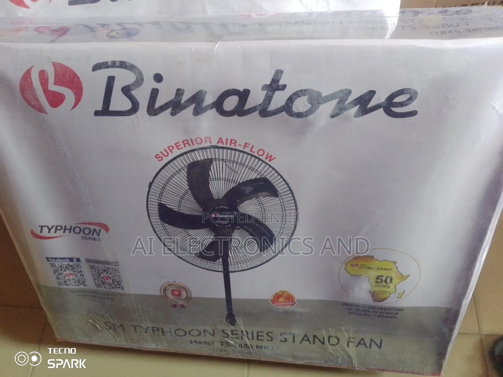 Binatone Standing Fan 18inches 5 Blades.