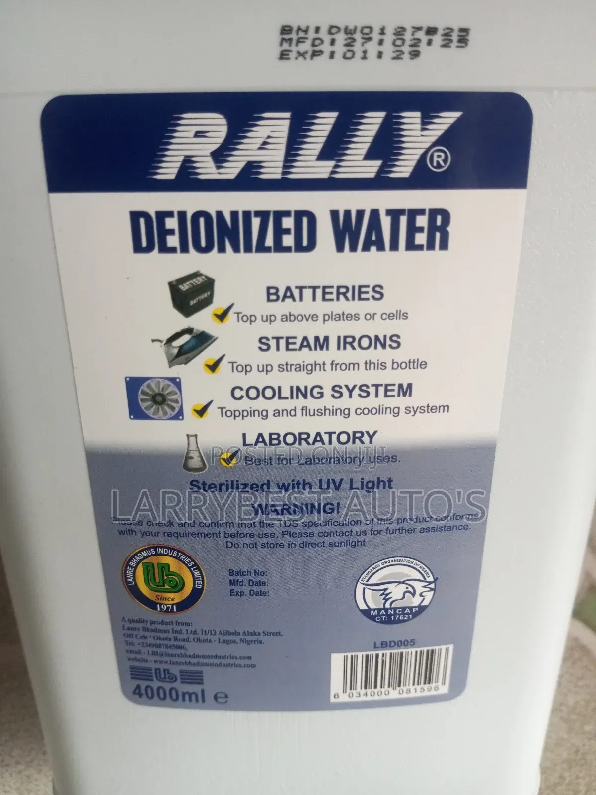 Rally Deionized Water
