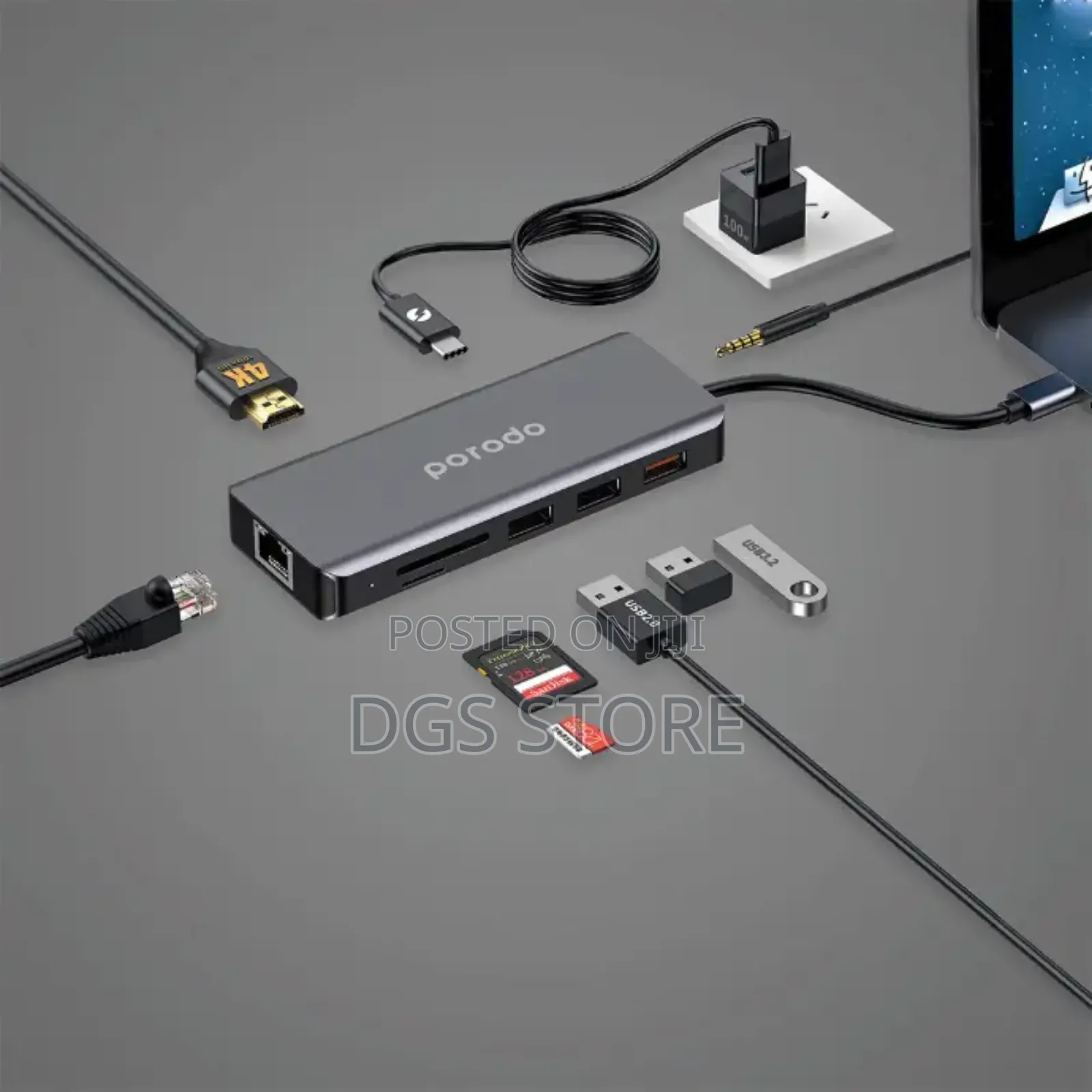 Porodo 9in1 Hdmi Hdmi Ethernet Usb C Hub