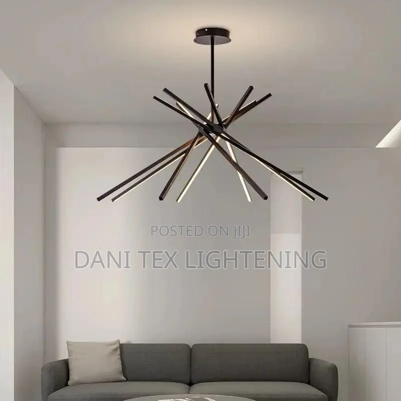 Nordic Black White Aluminum Long Led Pendant Light Living