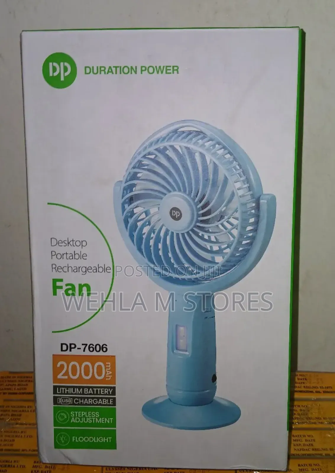 Dp Desktop Portable Rechargeable Fan- Dp 7606
