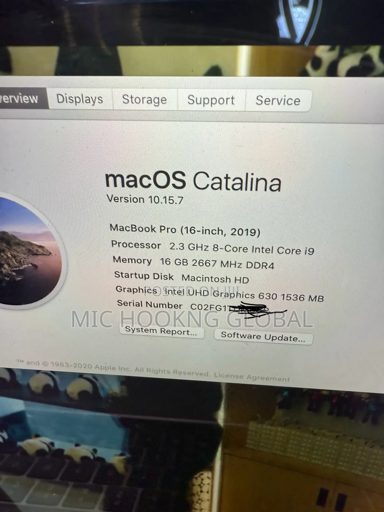 Laptop Apple MacBook Pro 2019 16GB Intel Core i9 SSD 1T