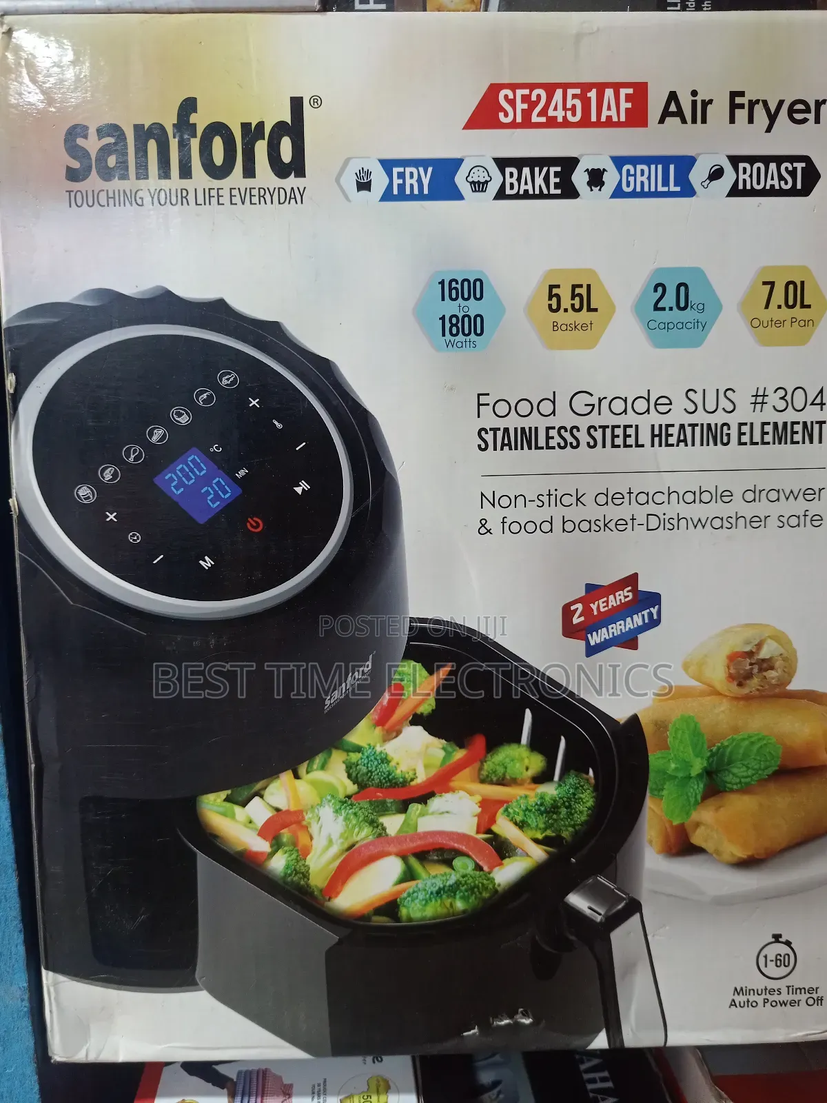5.5l Sanford Digital Air Fryer - Sf-2451af