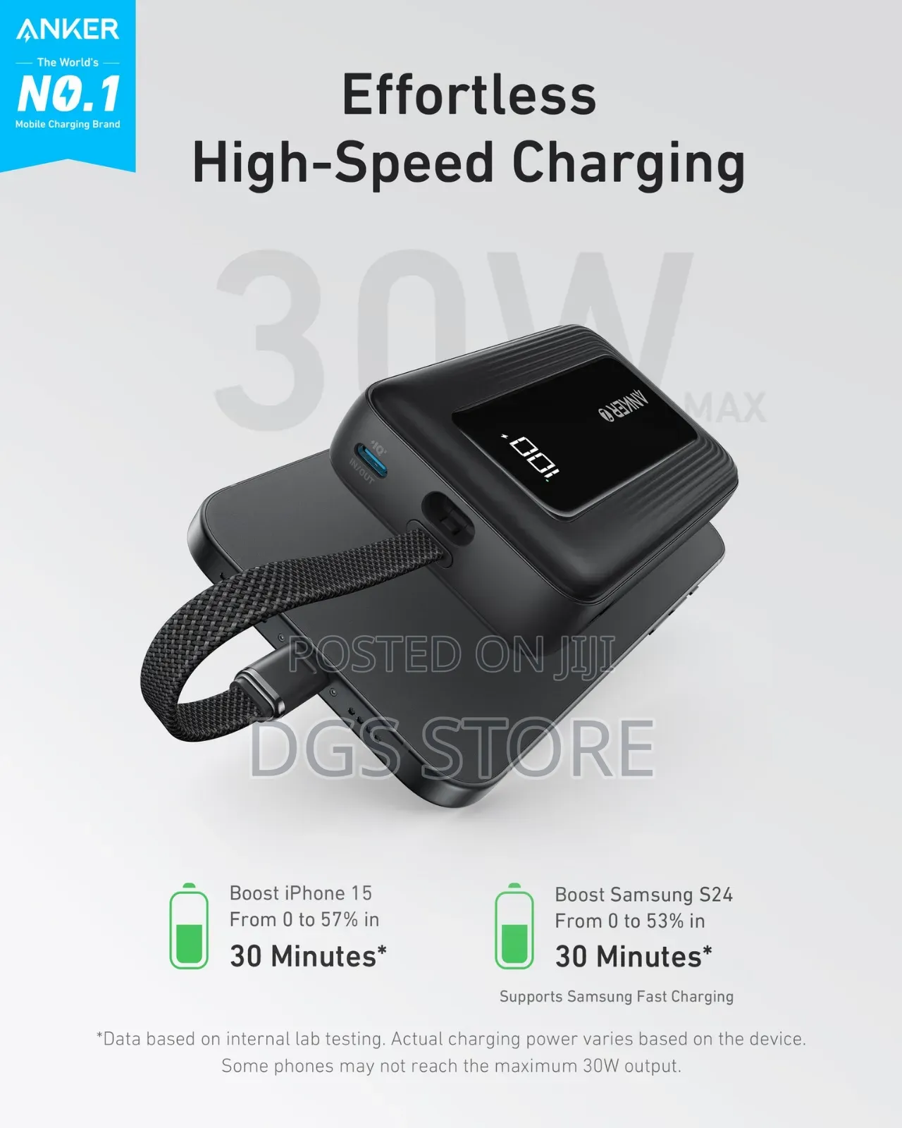 Anker Zolo Power Bank 10,000mah 30w Built-in Usb C Cable