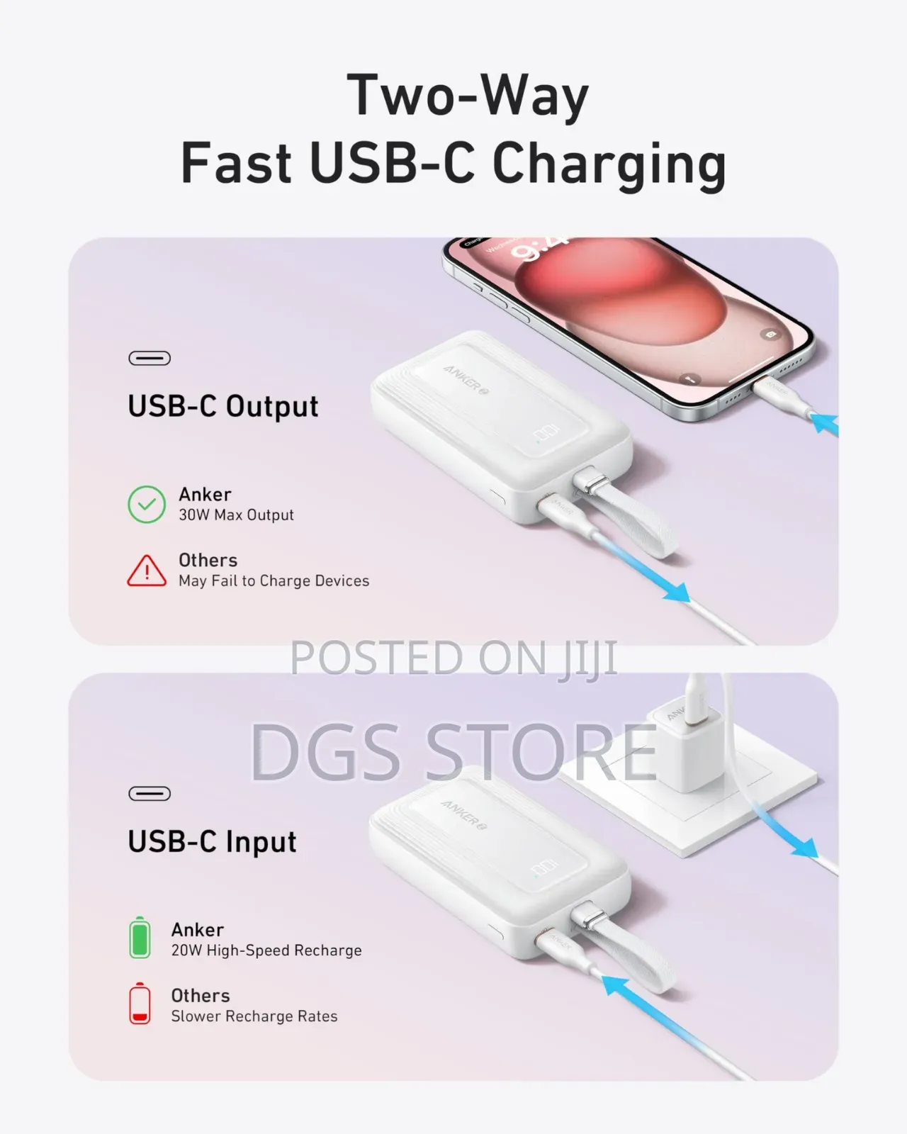 Anker Zolo Power Bank 10,000mah 30w Built-in Usb C Cable