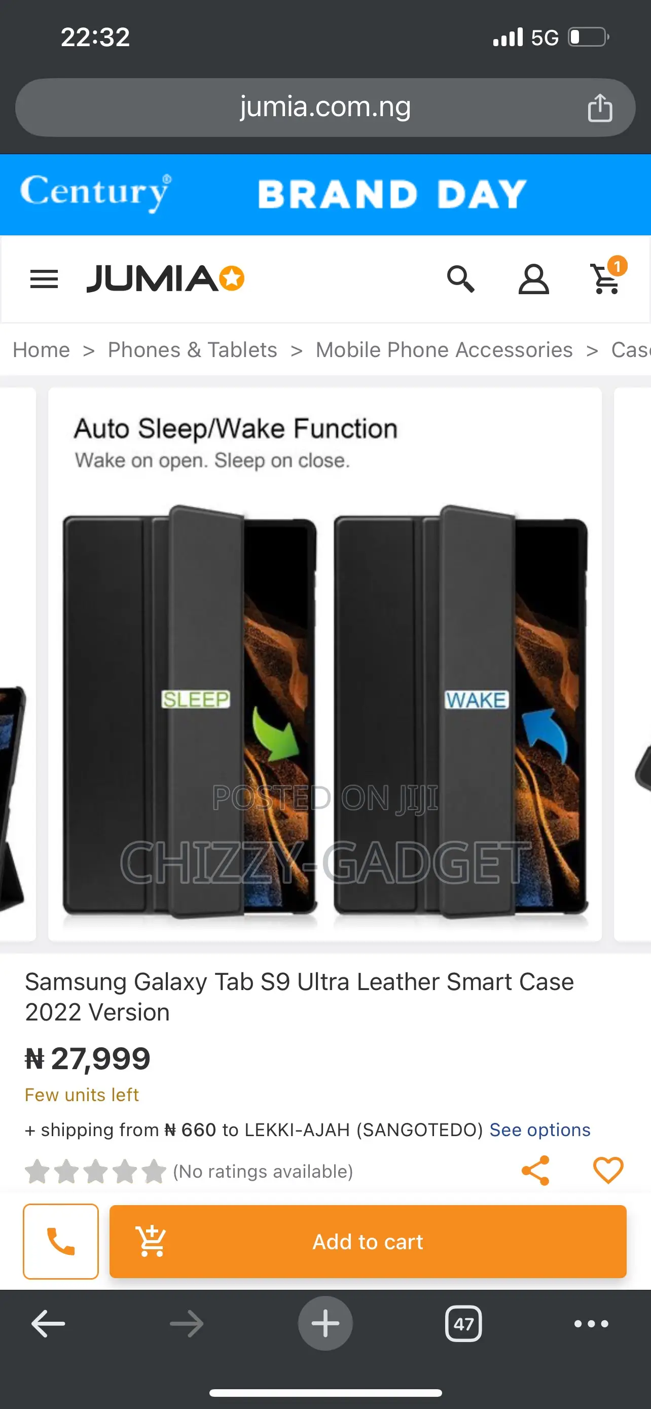 Samsung Galaxy Tab S8 Ultra/S9 Ultra Leather Smart Case