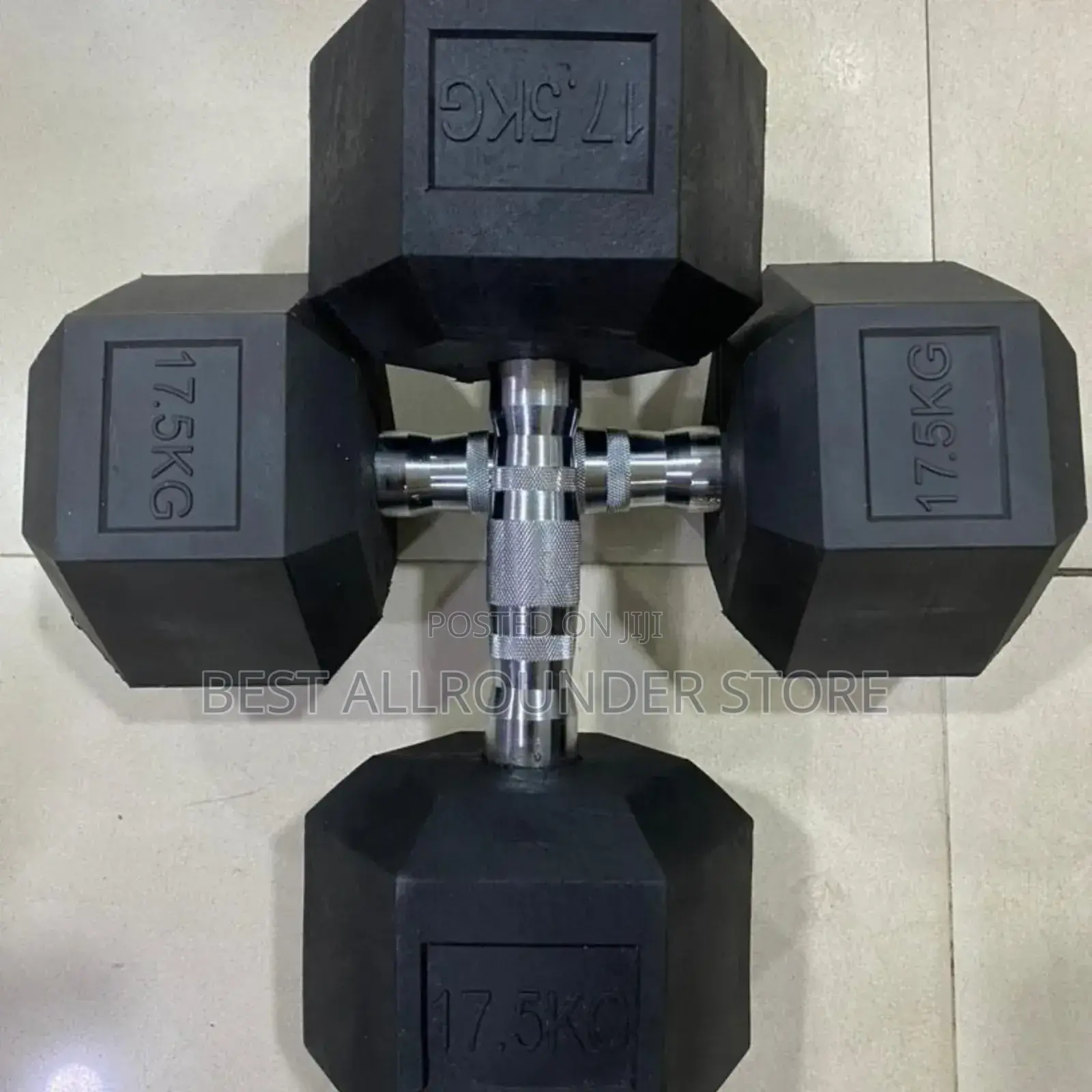 A Pair of 17.5kg Hexagon Dumbbell