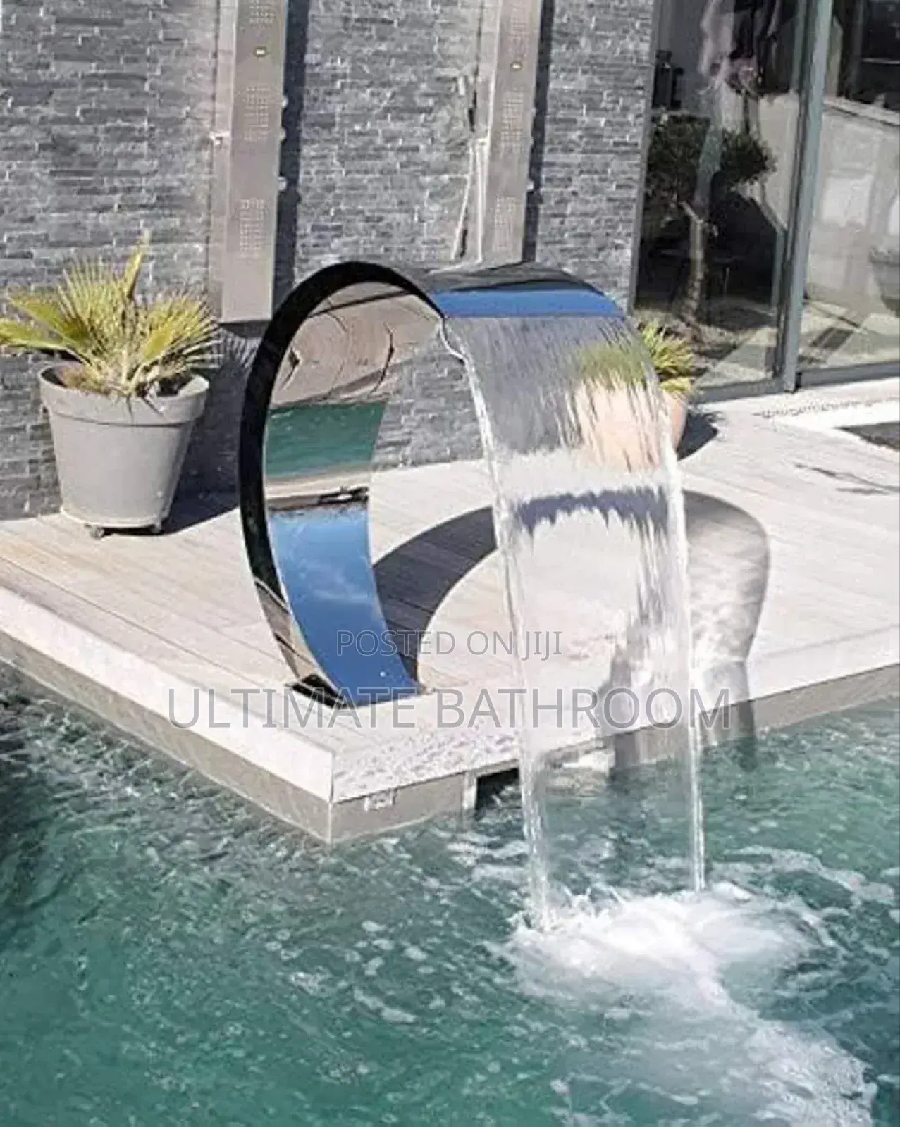 Curve Swimming Pool Waterfall