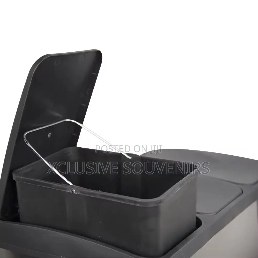 60l Stainless Steel 3 Compartment Pedal Trash Bin