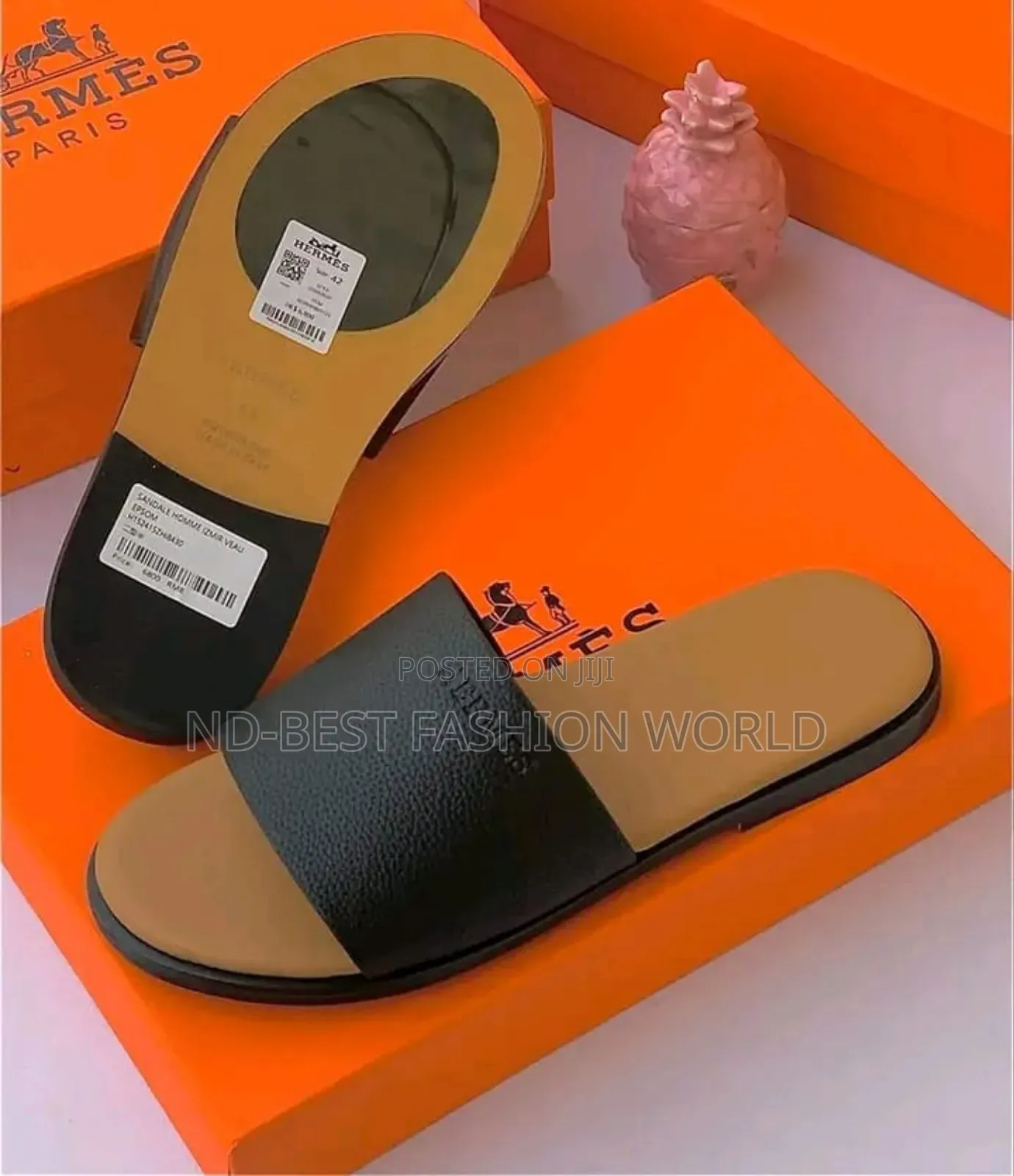 Black Leather Ferragamo Slippers