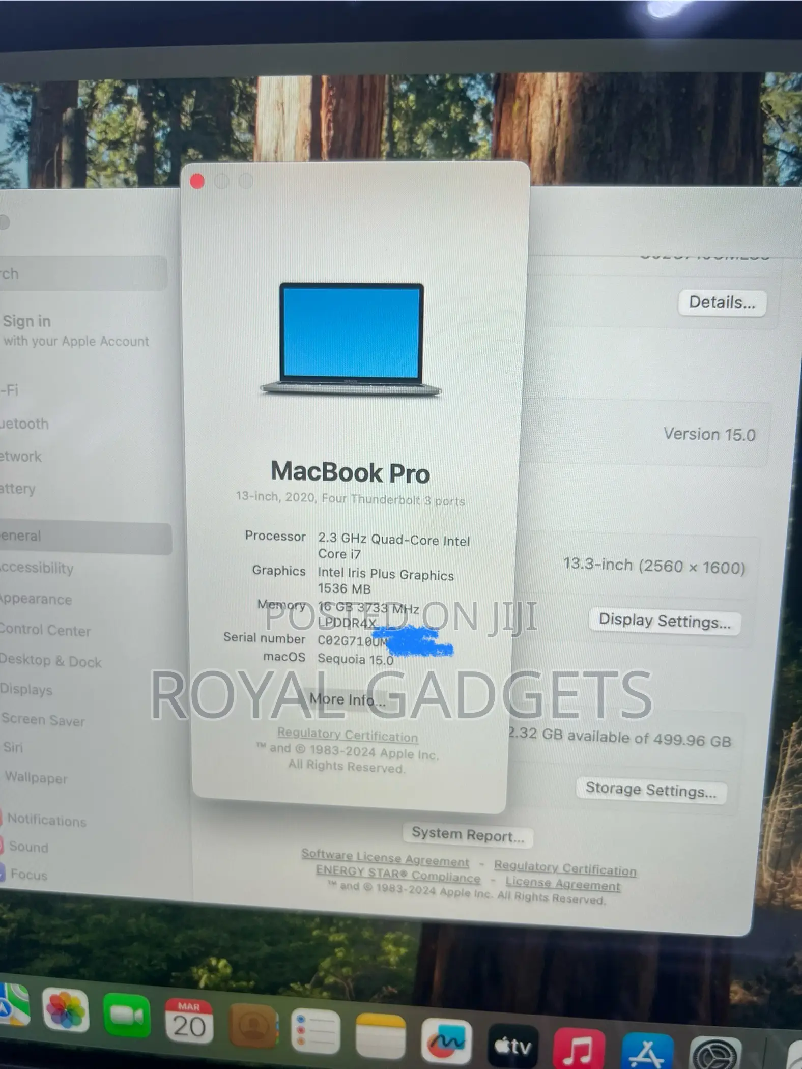 Laptop Apple MacBook Pro 2020 16GB Intel Core i7 SSD 512GB