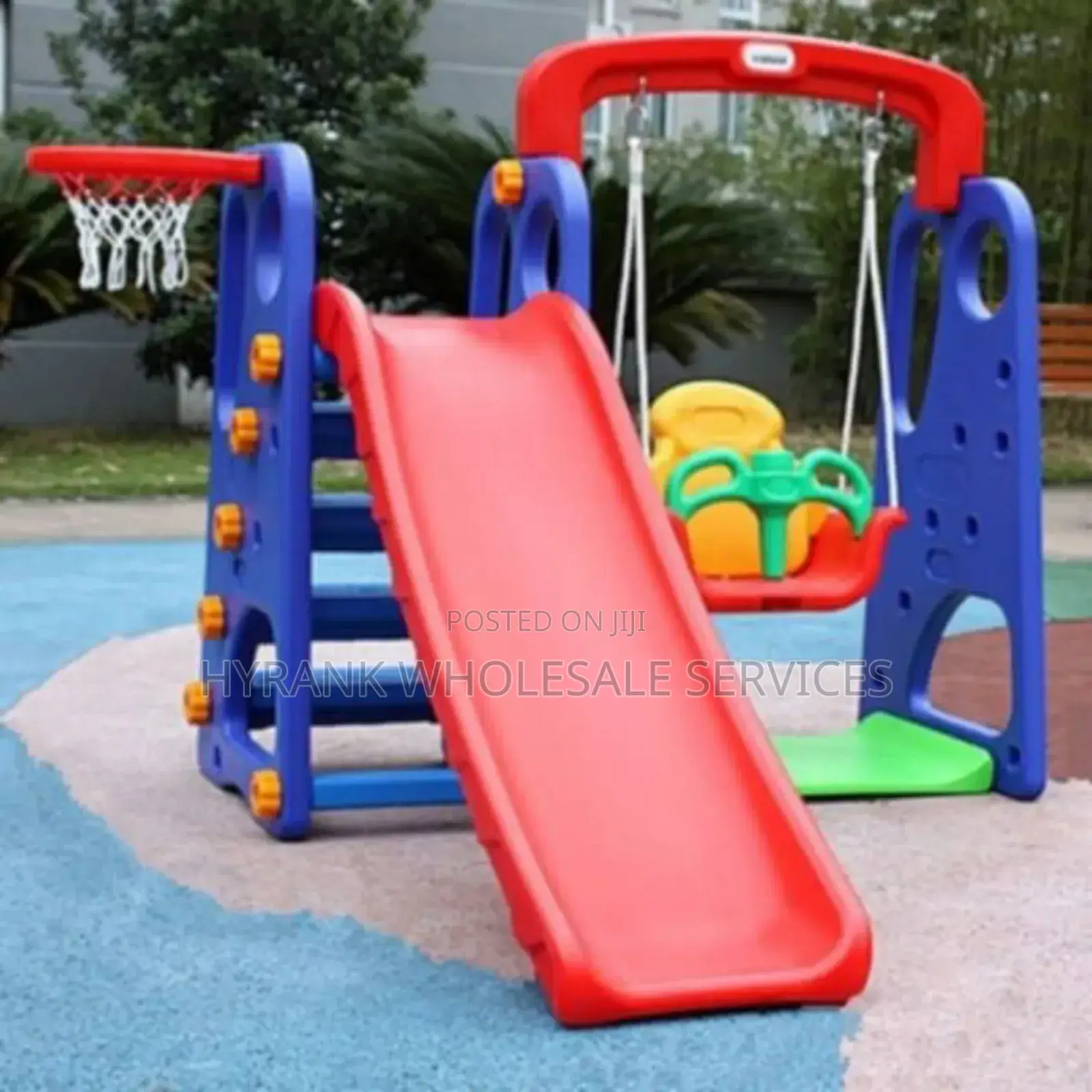 Children 3 in 1 Slides and Swings and Basketball Sets