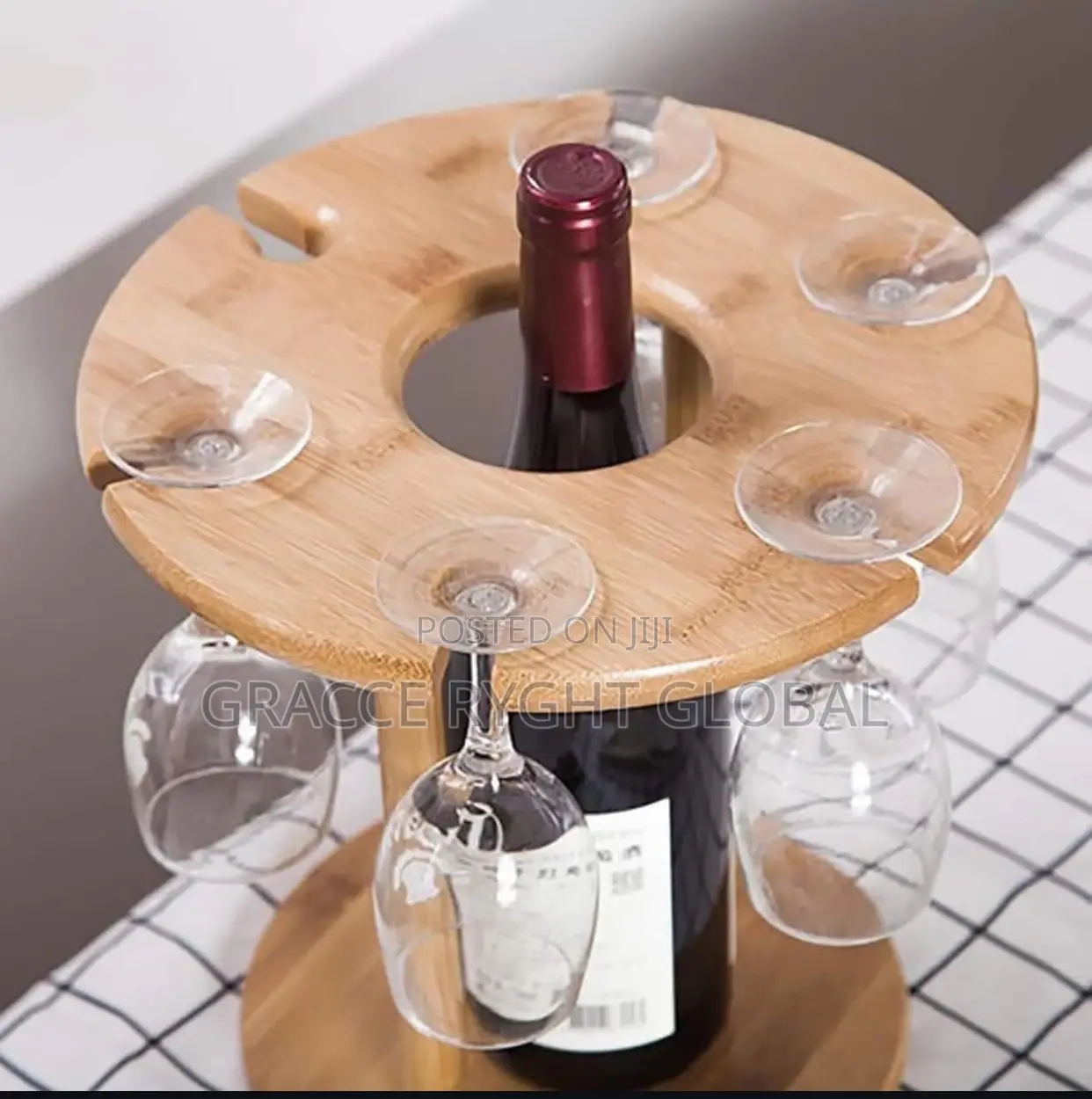 Wooden Wine Bottle Rack and Wine Glass Holders.