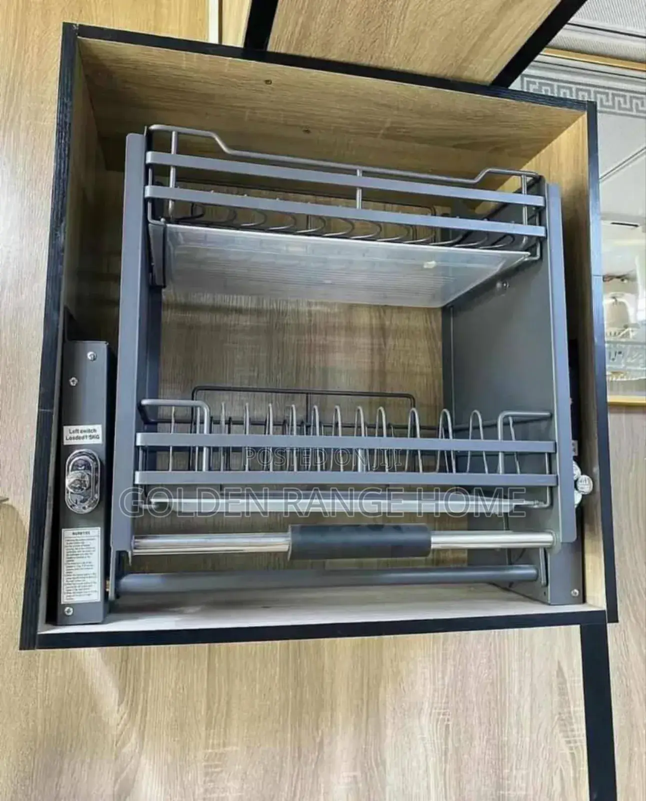 40cm Built-in Pull Down Plate Rack (Grey)