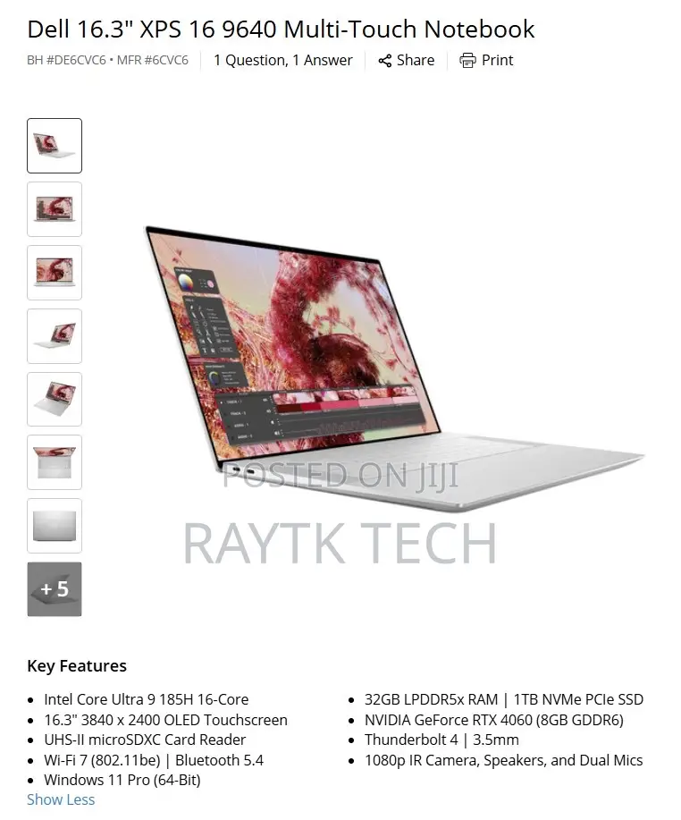 New Laptop Dell XPS 17 9720 32GB Intel Core Ultra 9 SSD 1T