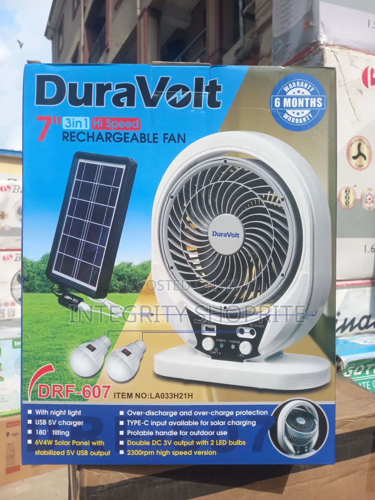 Duravolt Rechargeable Fan 7inches