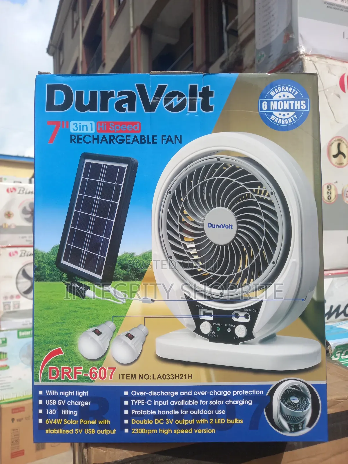 Duravolt Rechargeable Fan 7inches