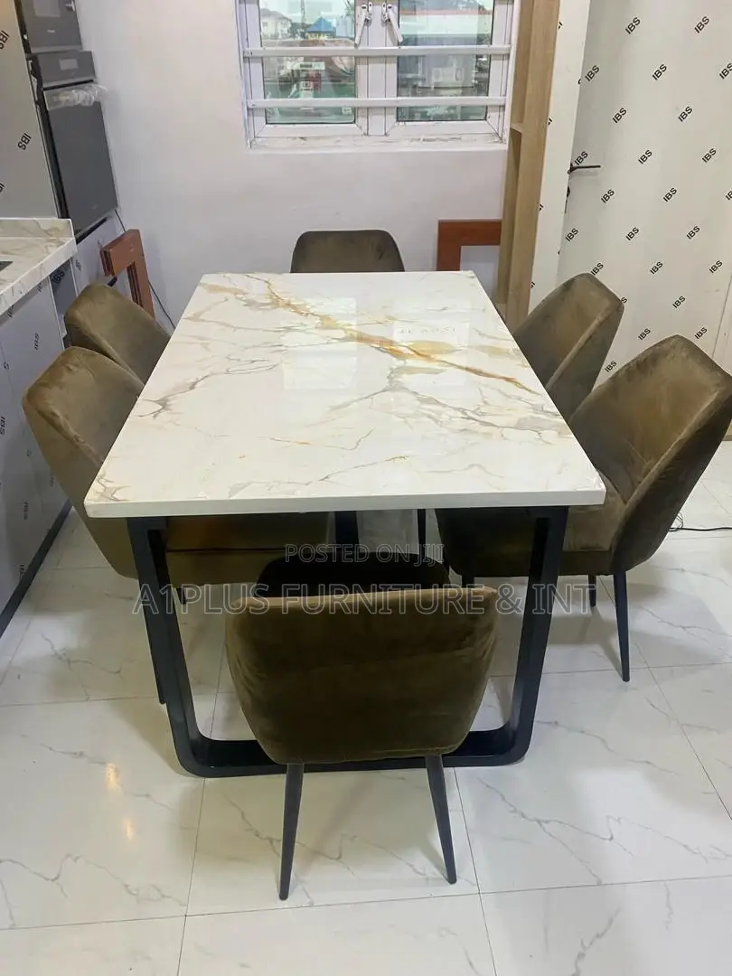6 Seater Dinning Set With Mable Top